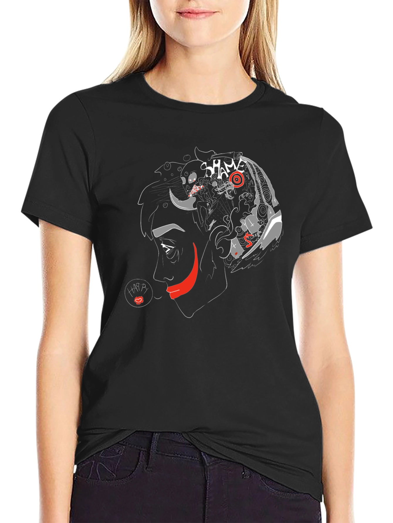 Unique Graphic T-Shirt - Shame Artistic Design