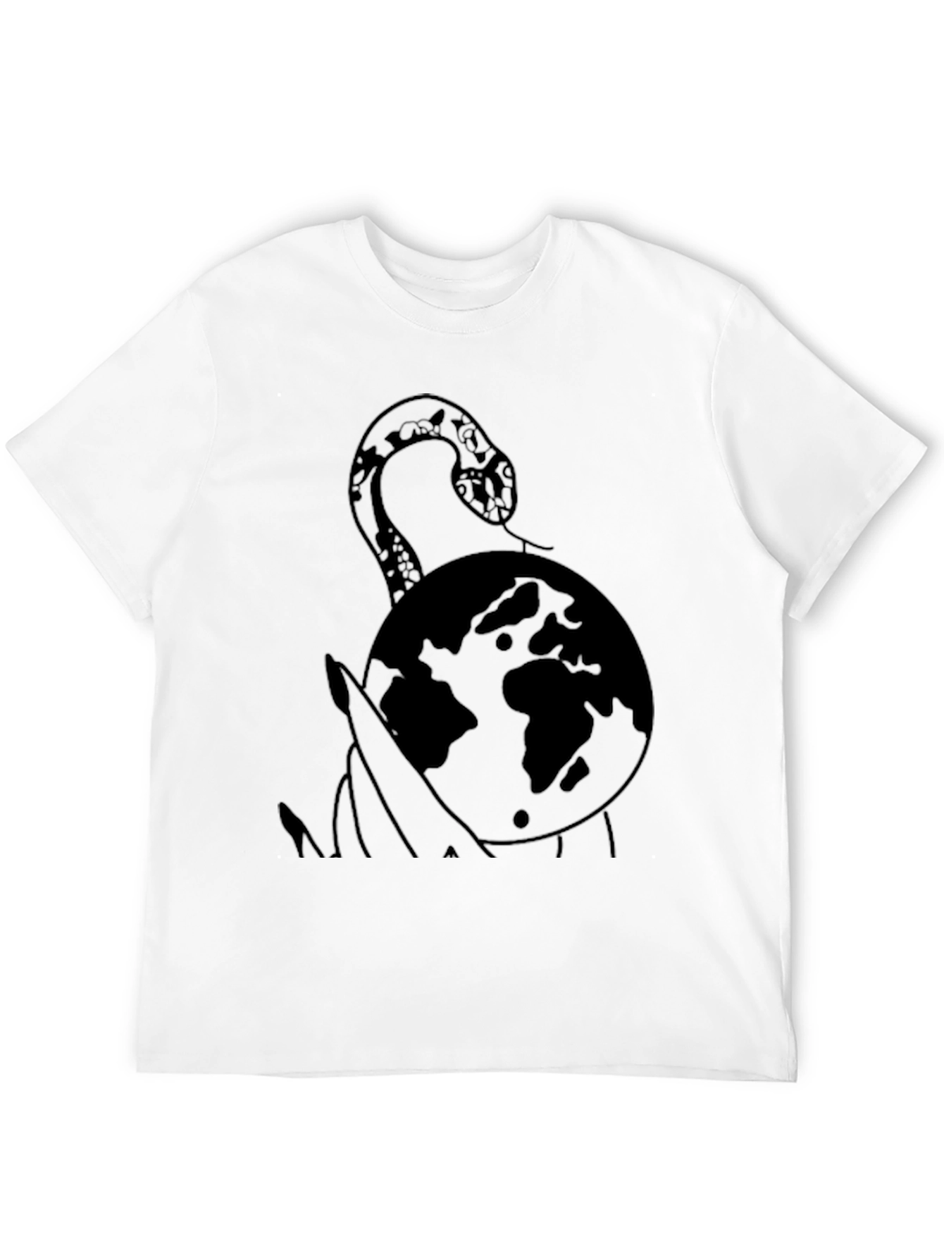 Snake and Globe Graphic T-Shirt - Black