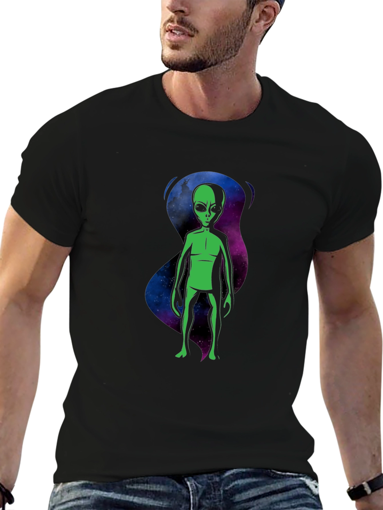Alien Graphic T-Shirt - Black Crew Neck Tee