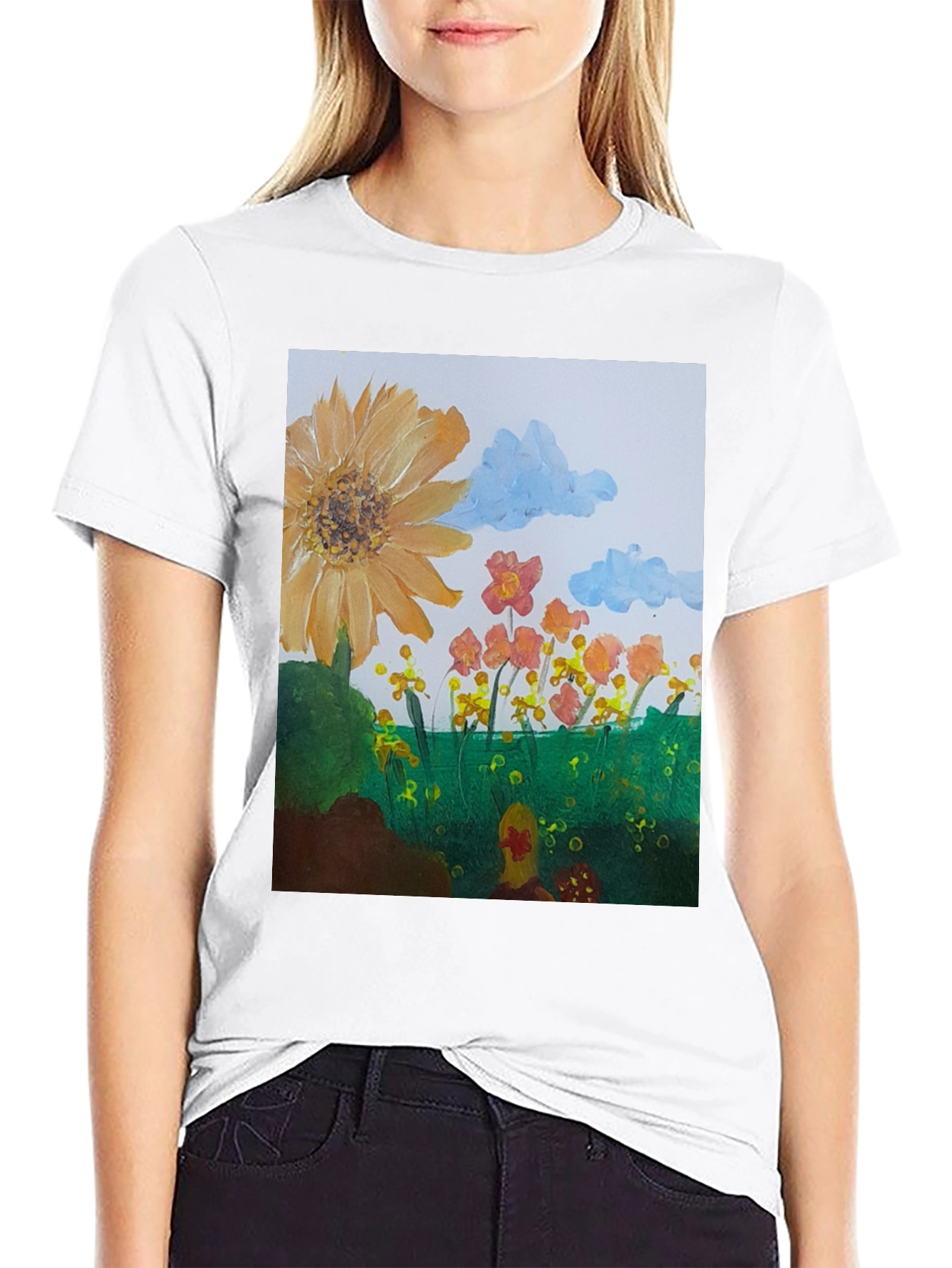 Floral Meadow Graphic Tee - Artistic Print