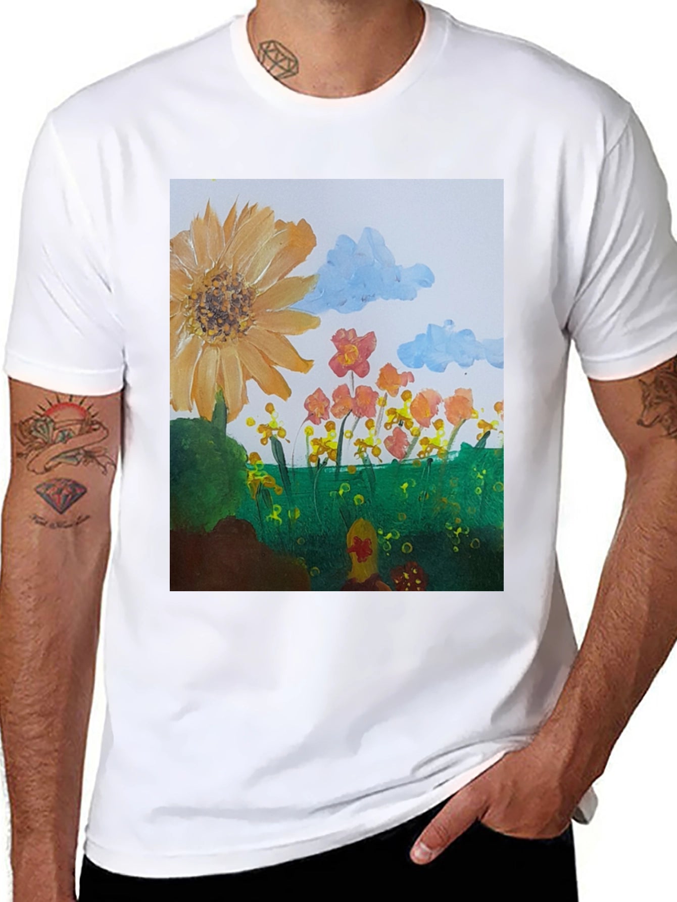 Floral Meadow Graphic Tee - Artistic Print