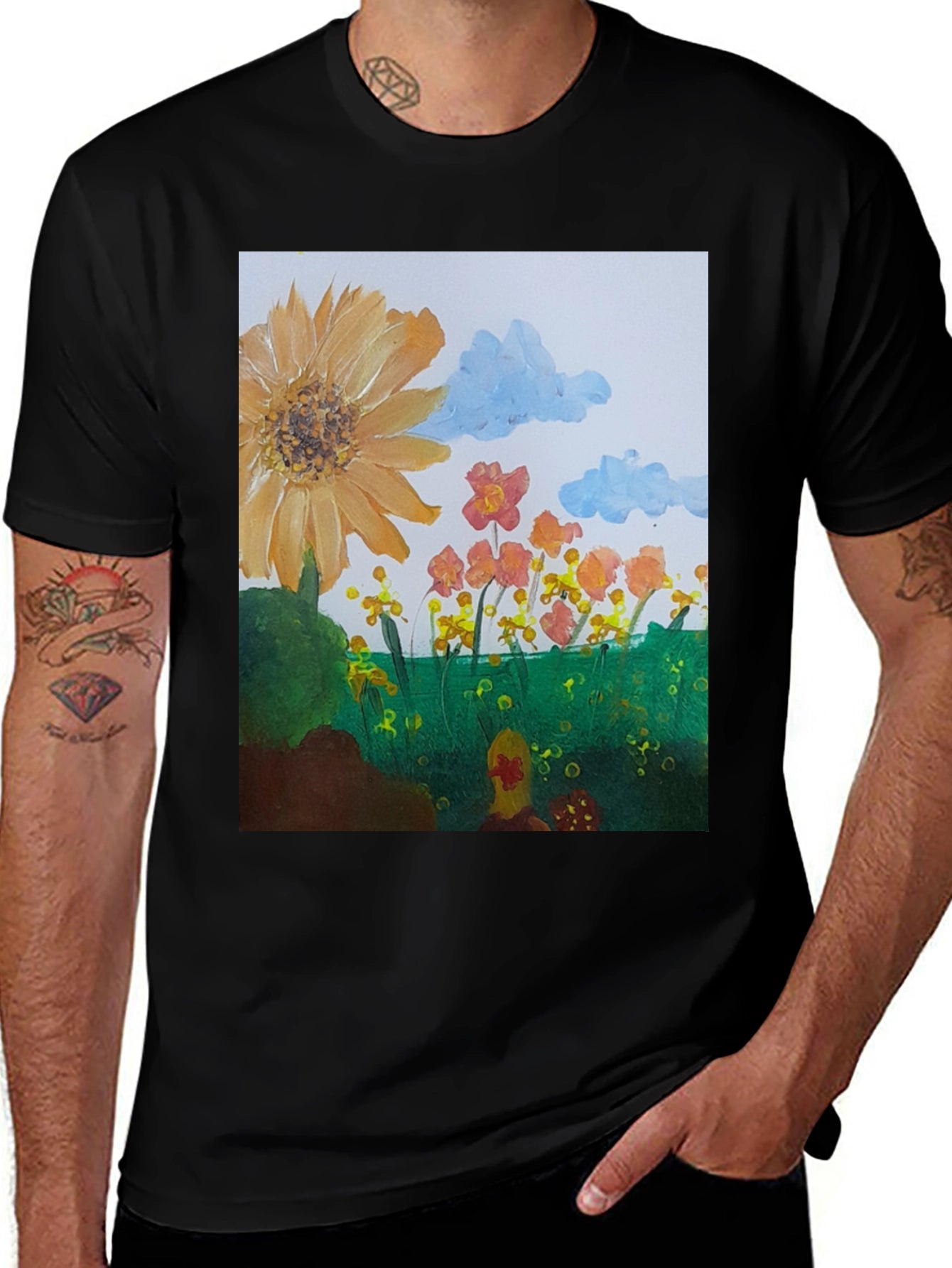 Floral Meadow Graphic Tee - Artistic Print