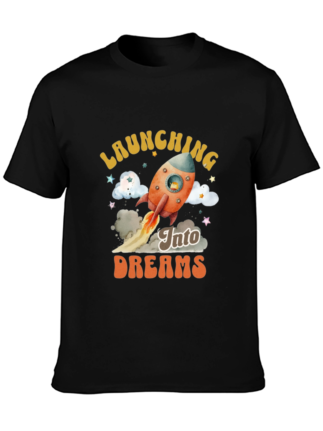 Launching Into Dreams Black Graphic T-Shirt