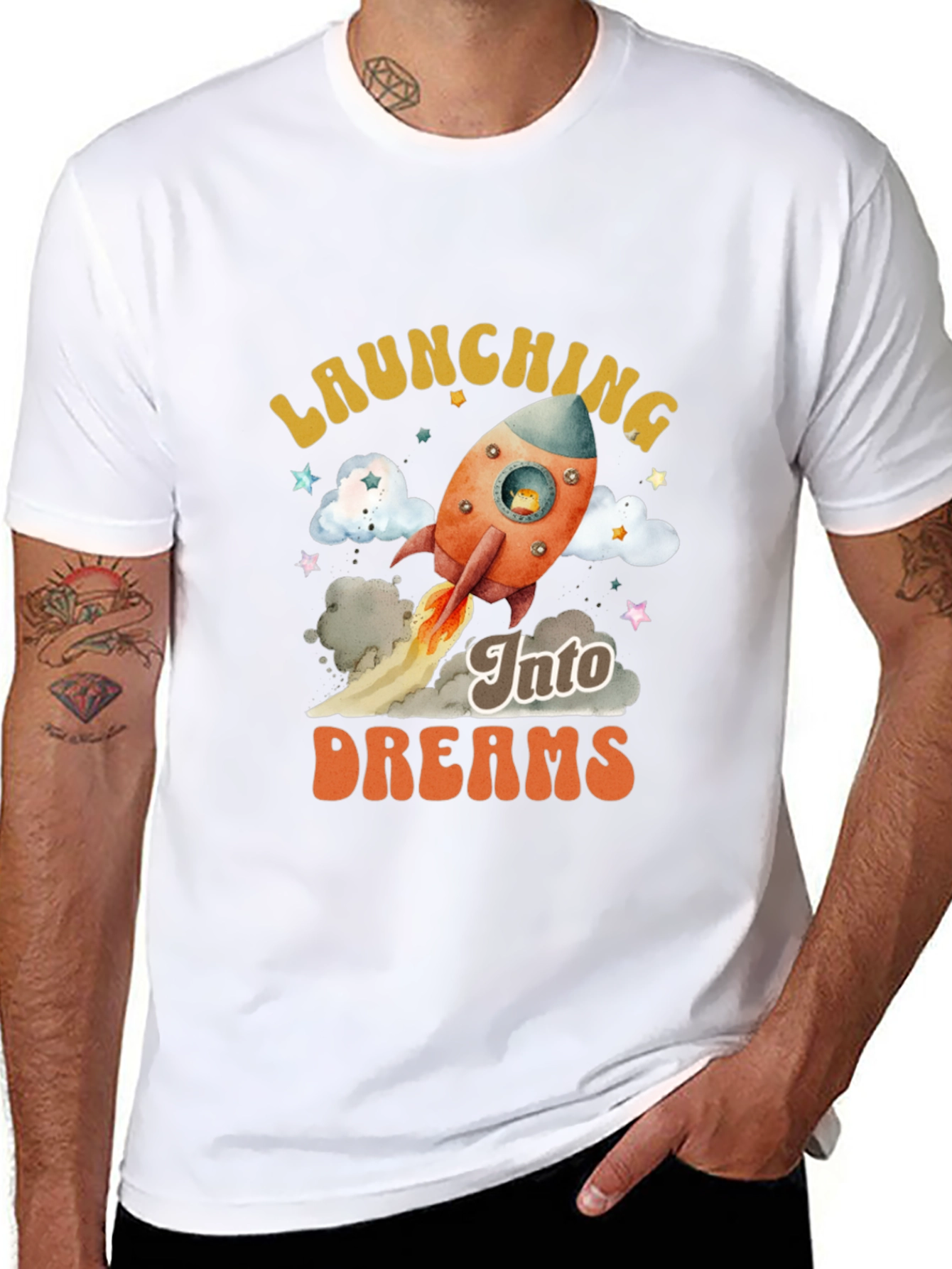 Launching Into Dreams Black Graphic T-Shirt