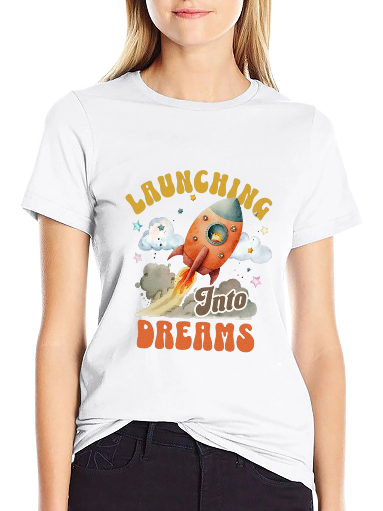 Launching Into Dreams Black Graphic T-Shirt