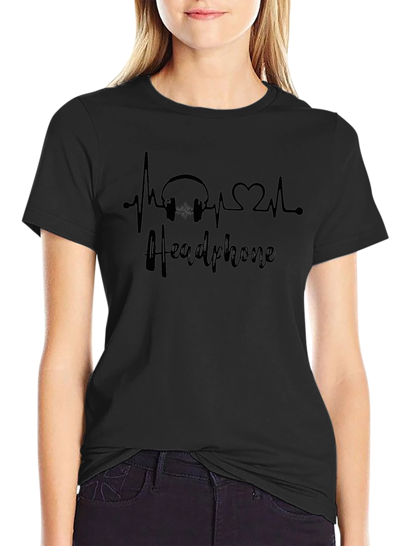 Heartbeat Headphone Graphic Tee - Music Lover Shirt