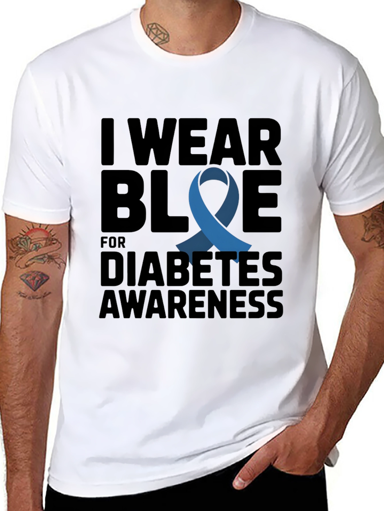 Diabetes Awareness Blue Ribbon T-Shirt