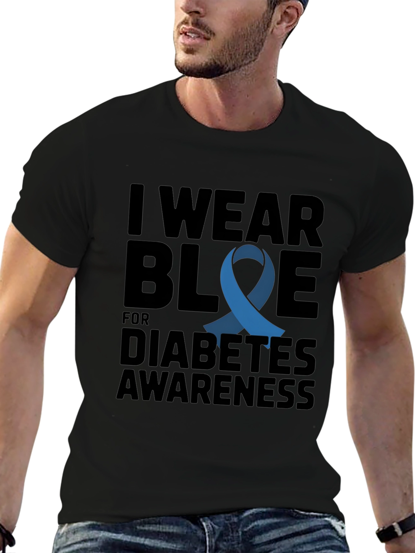 Diabetes Awareness Blue Ribbon T-Shirt