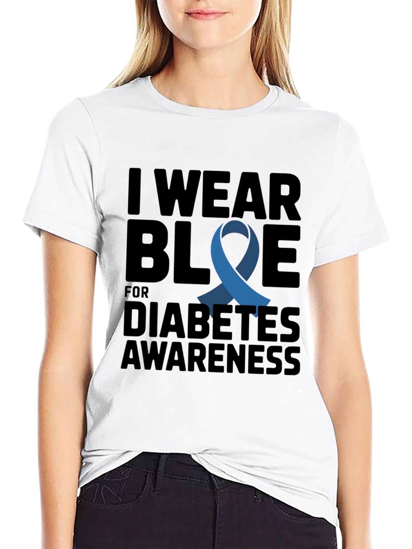 Diabetes Awareness Blue Ribbon T-Shirt