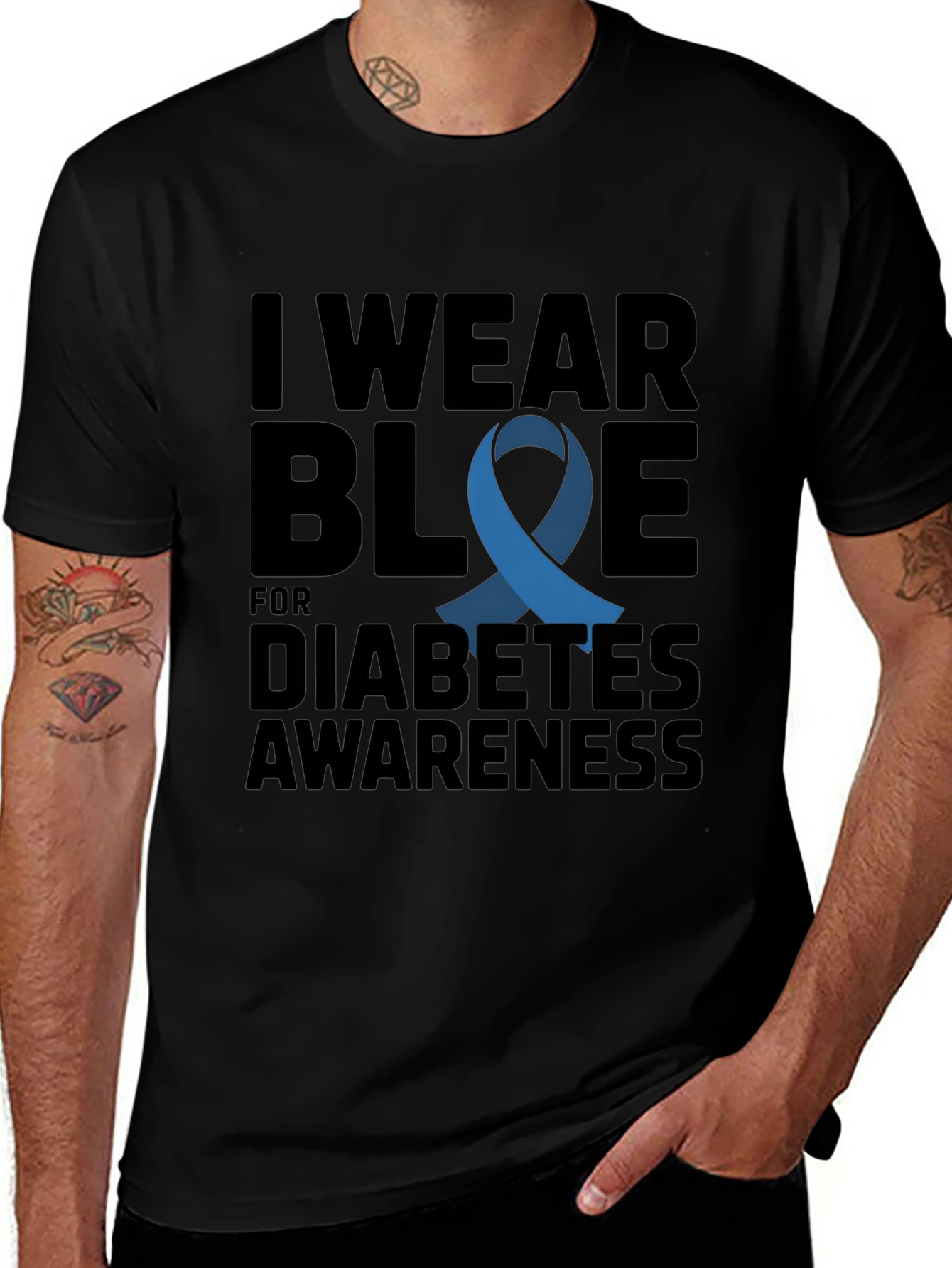 Diabetes Awareness Blue Ribbon T-Shirt