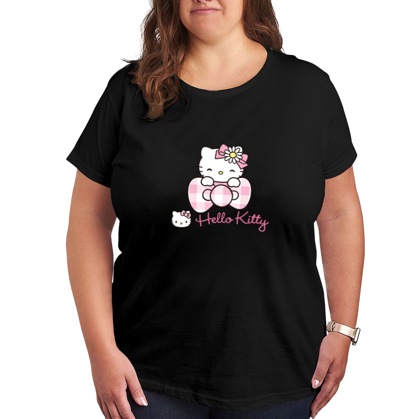Sweet Gingham Bow Hello Kitty Plus Size Women¡¯s Tee