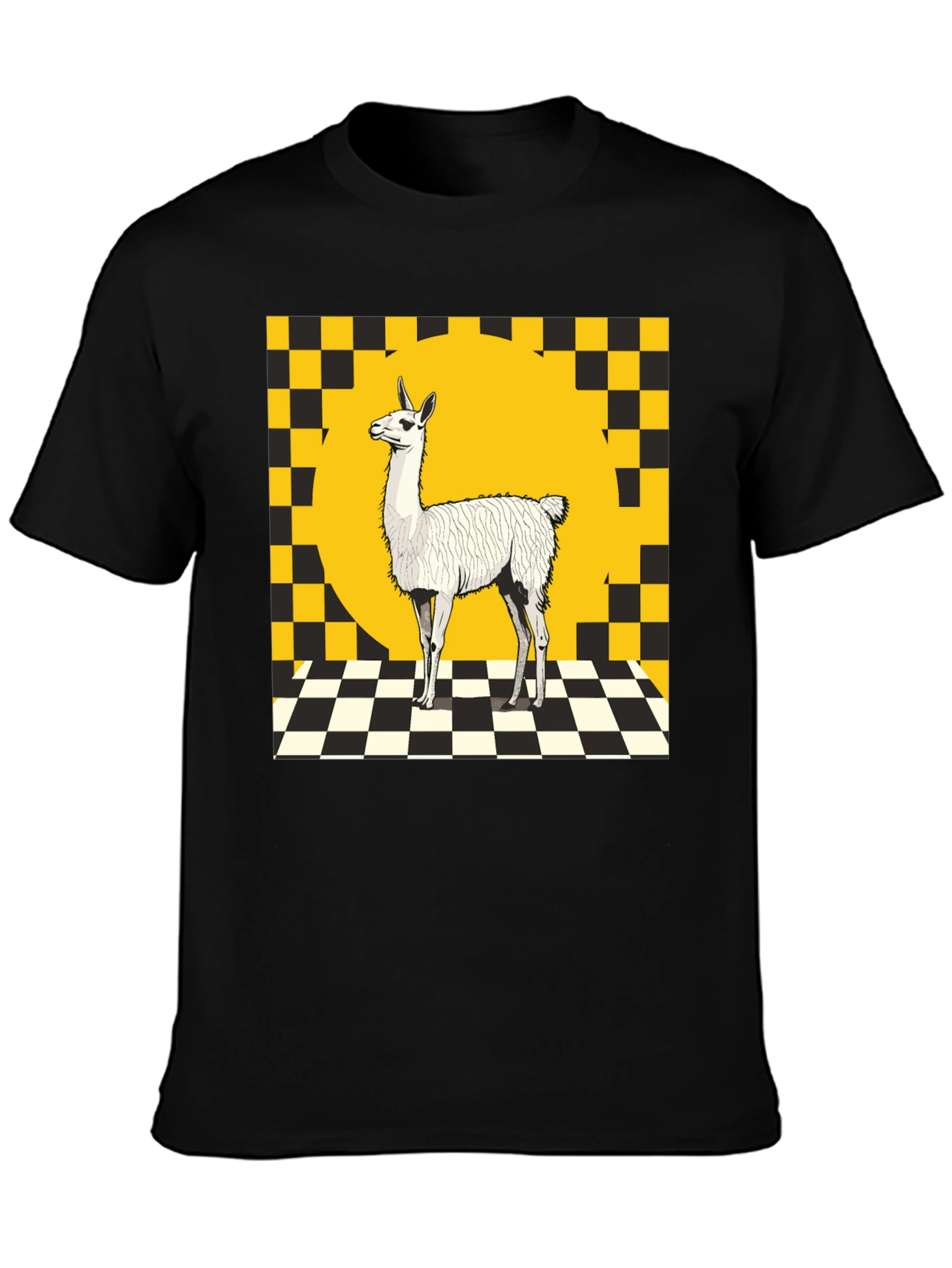 Llama Graphic Tee - Checkerboard Style