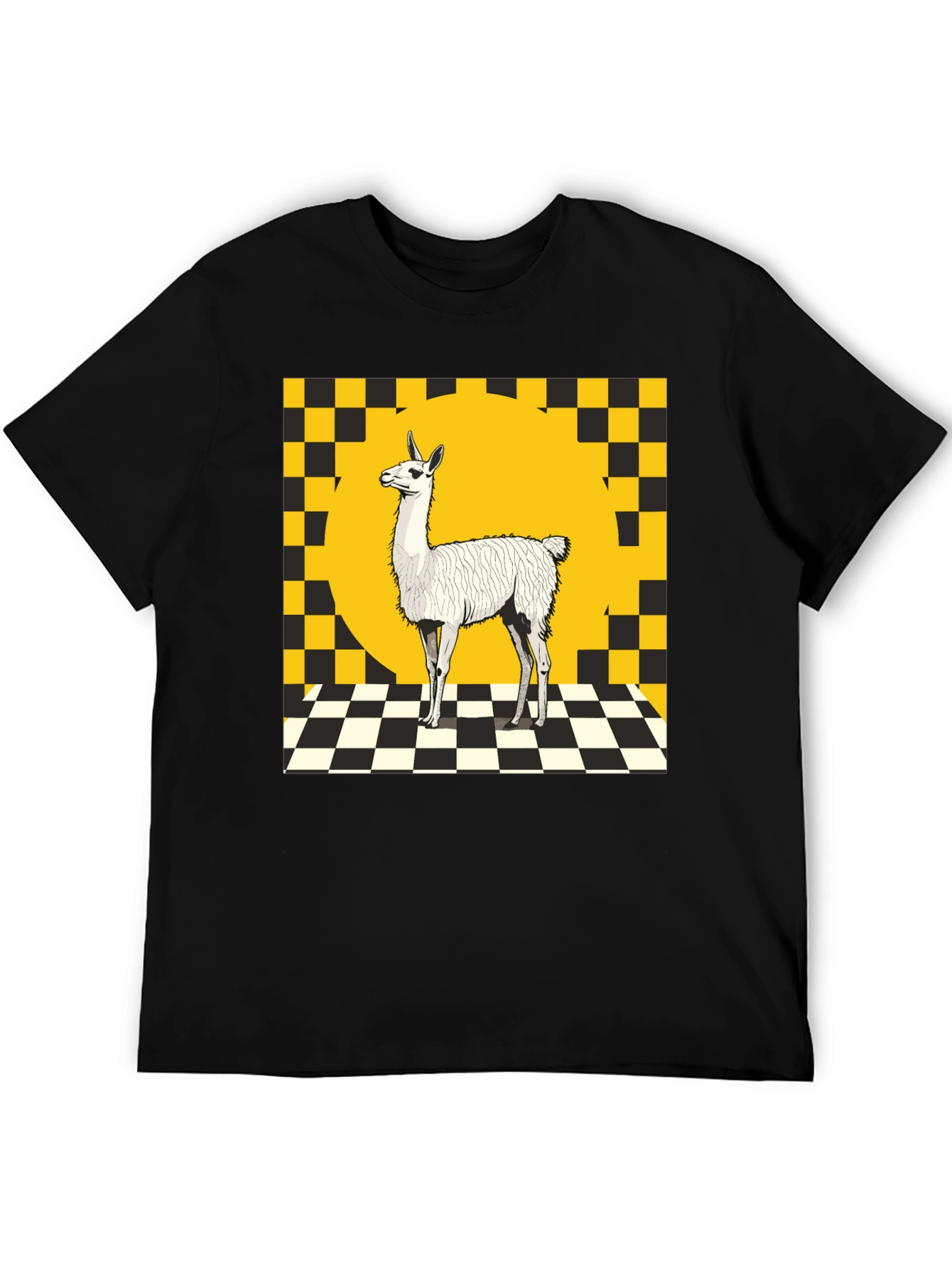 Llama Graphic Tee - Checkerboard Style