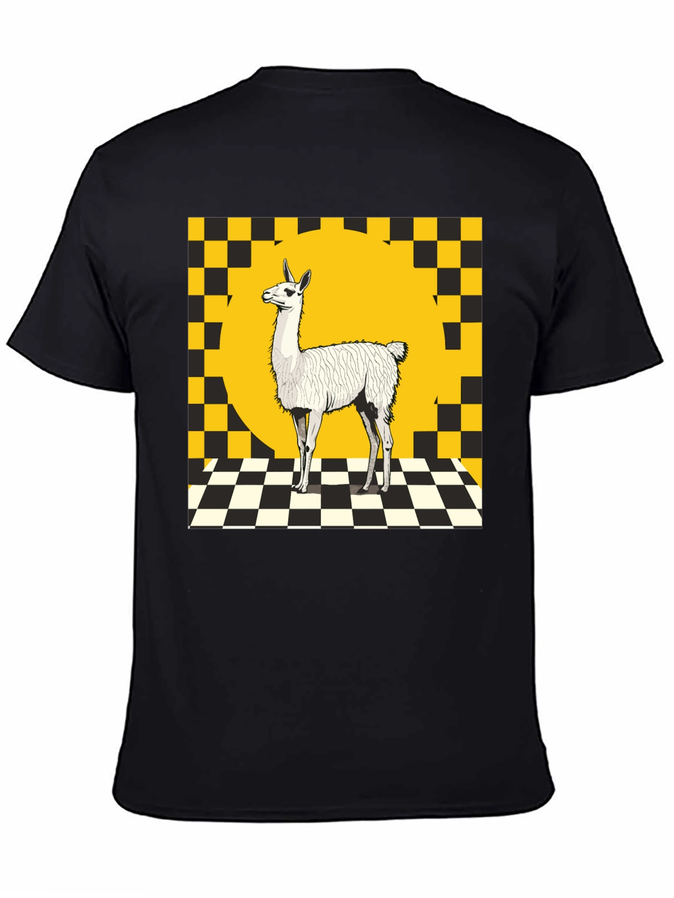 Llama Graphic Tee - Checkerboard Style