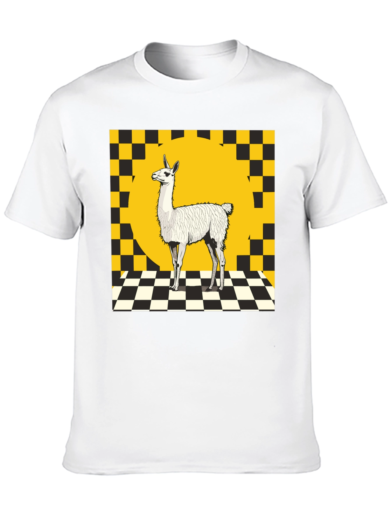 Llama Graphic Tee - Checkerboard Style