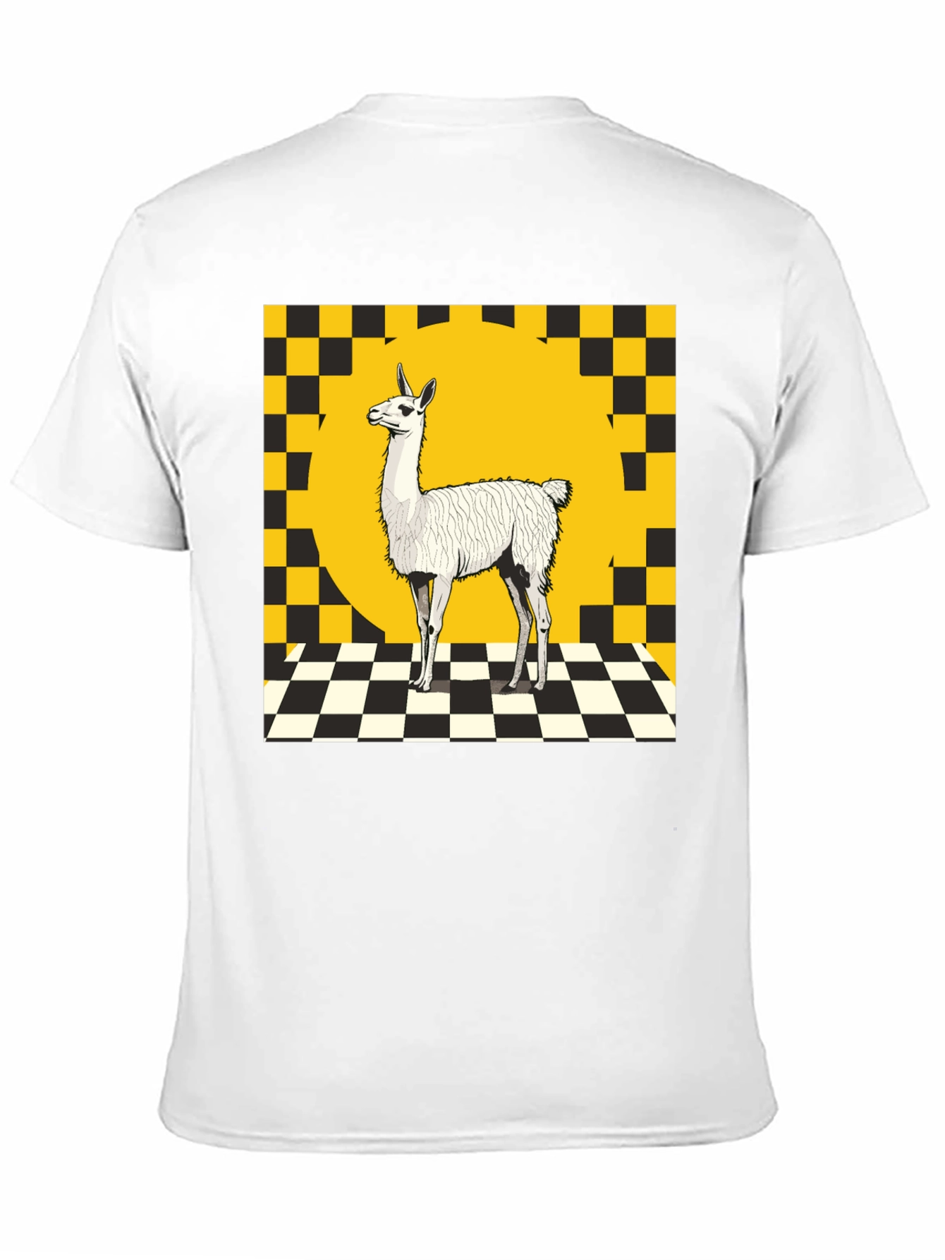 Llama Graphic Tee - Checkerboard Style