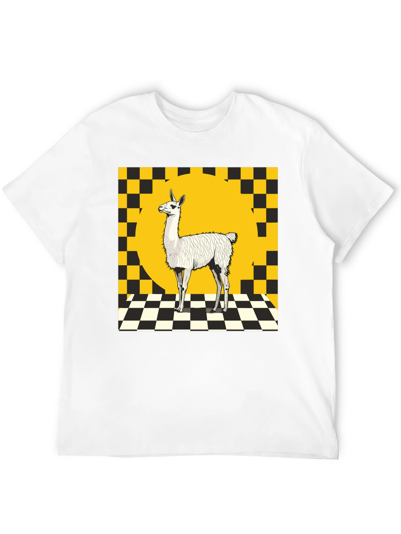 Llama Graphic Tee - Checkerboard Style