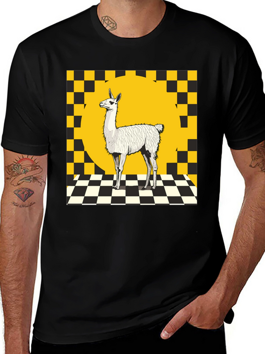 Llama Graphic Tee - Checkerboard Style