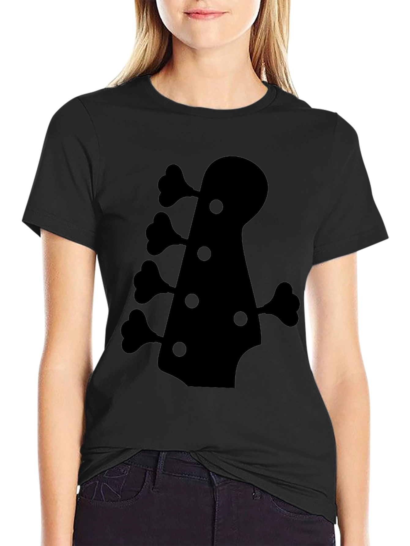 Bass Guitar Headstock Graphic Tee - Black