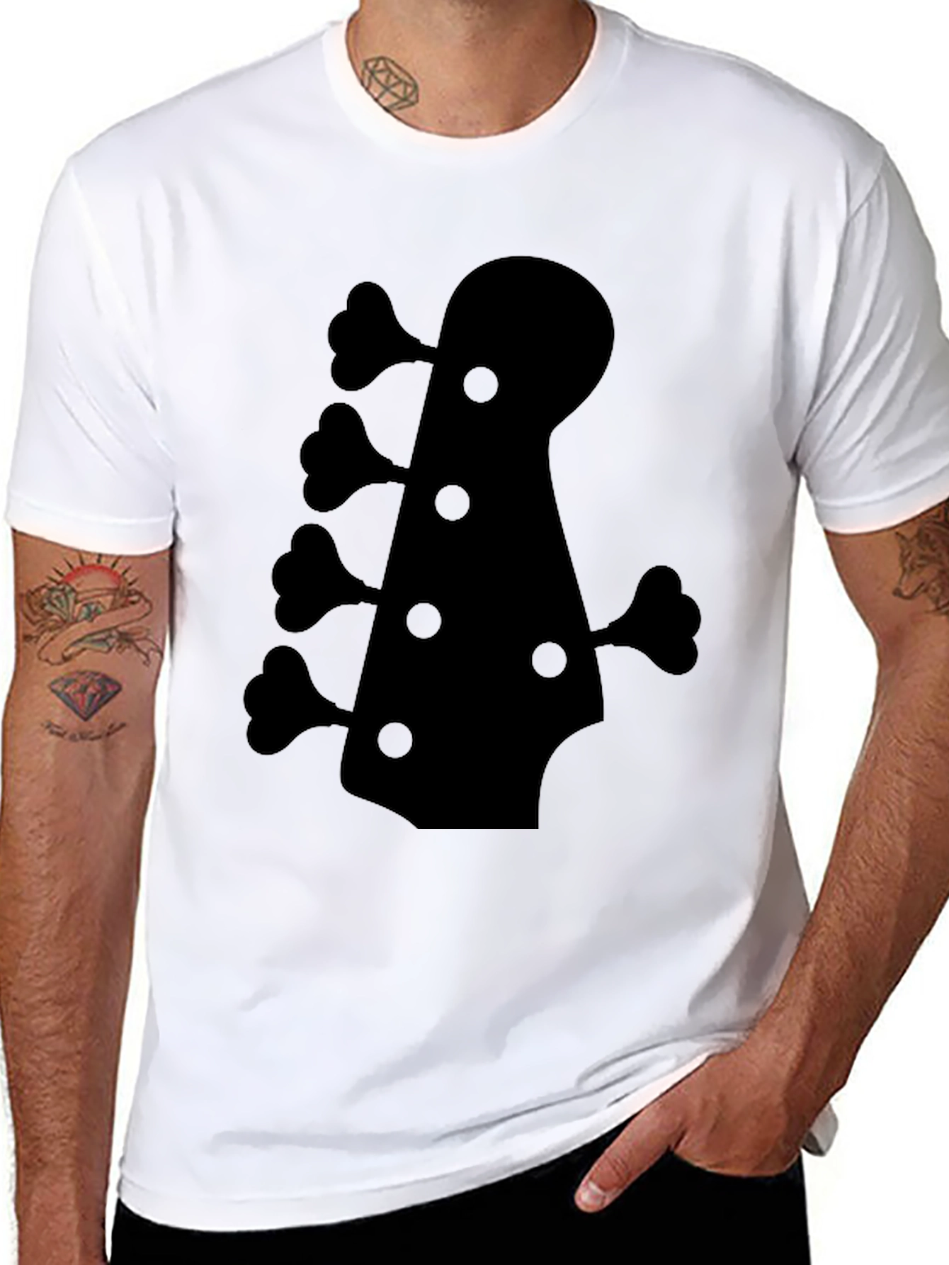 Bass Guitar Headstock Graphic Tee - Black