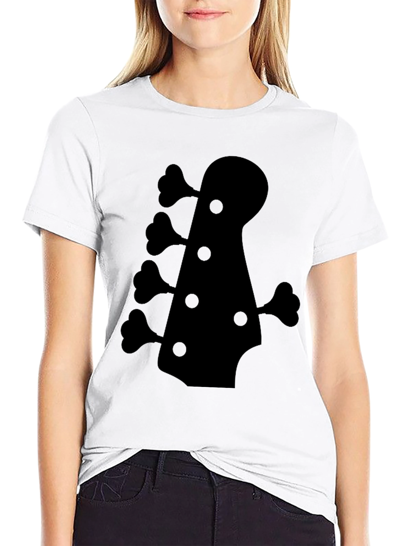 Bass Guitar Headstock Graphic Tee - Black