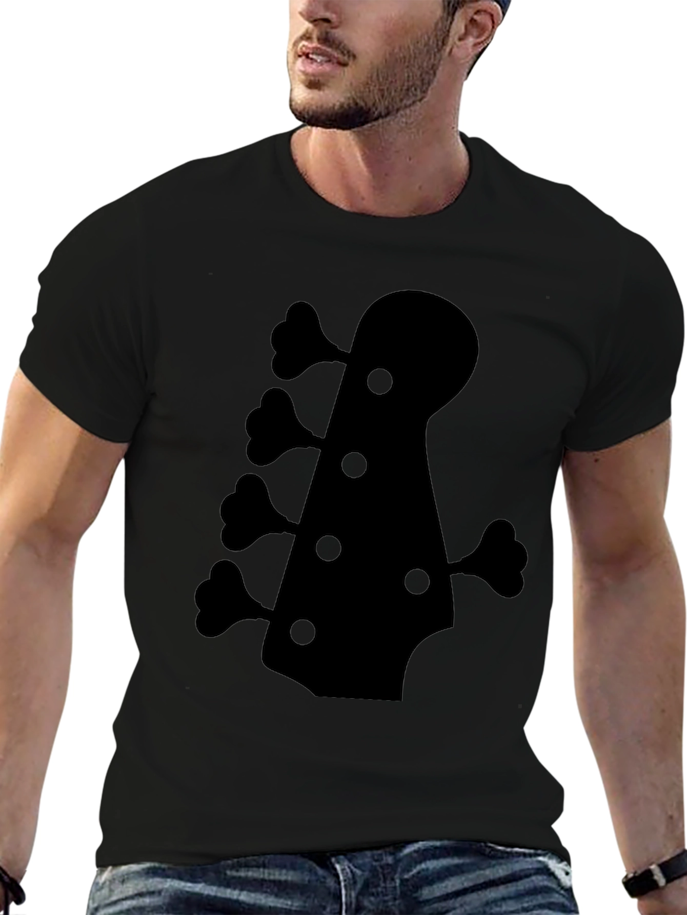 Bass Guitar Headstock Graphic Tee - Black