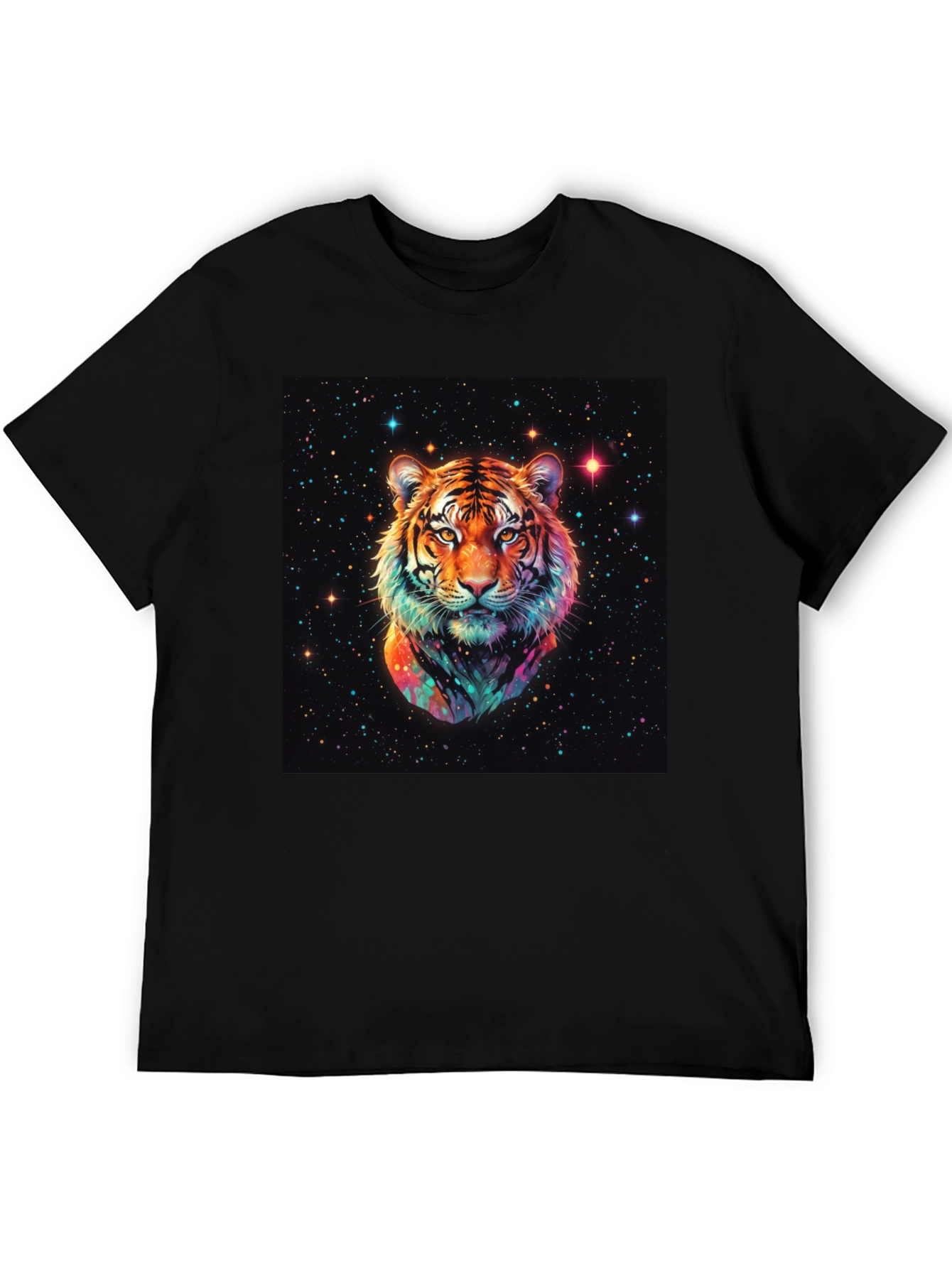 Cosmic Tiger Graphic T-Shirt - Black