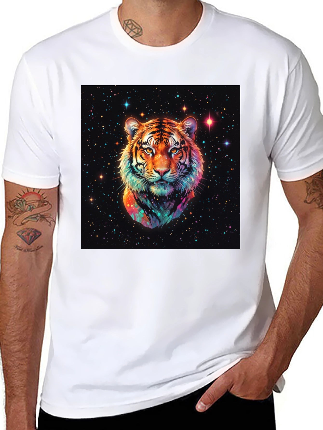 Cosmic Tiger Graphic T-Shirt - Black