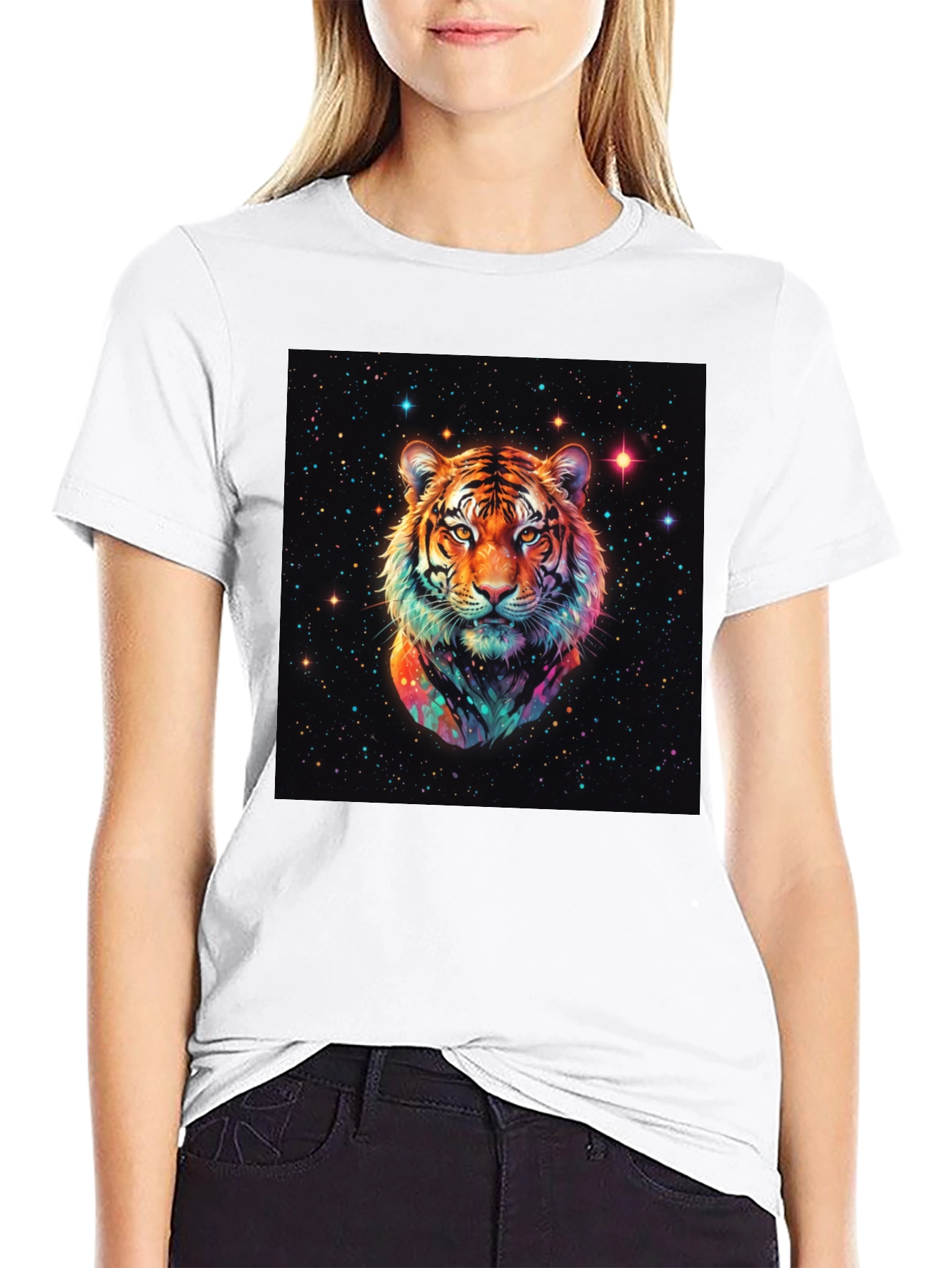 Cosmic Tiger Graphic T-Shirt - Black