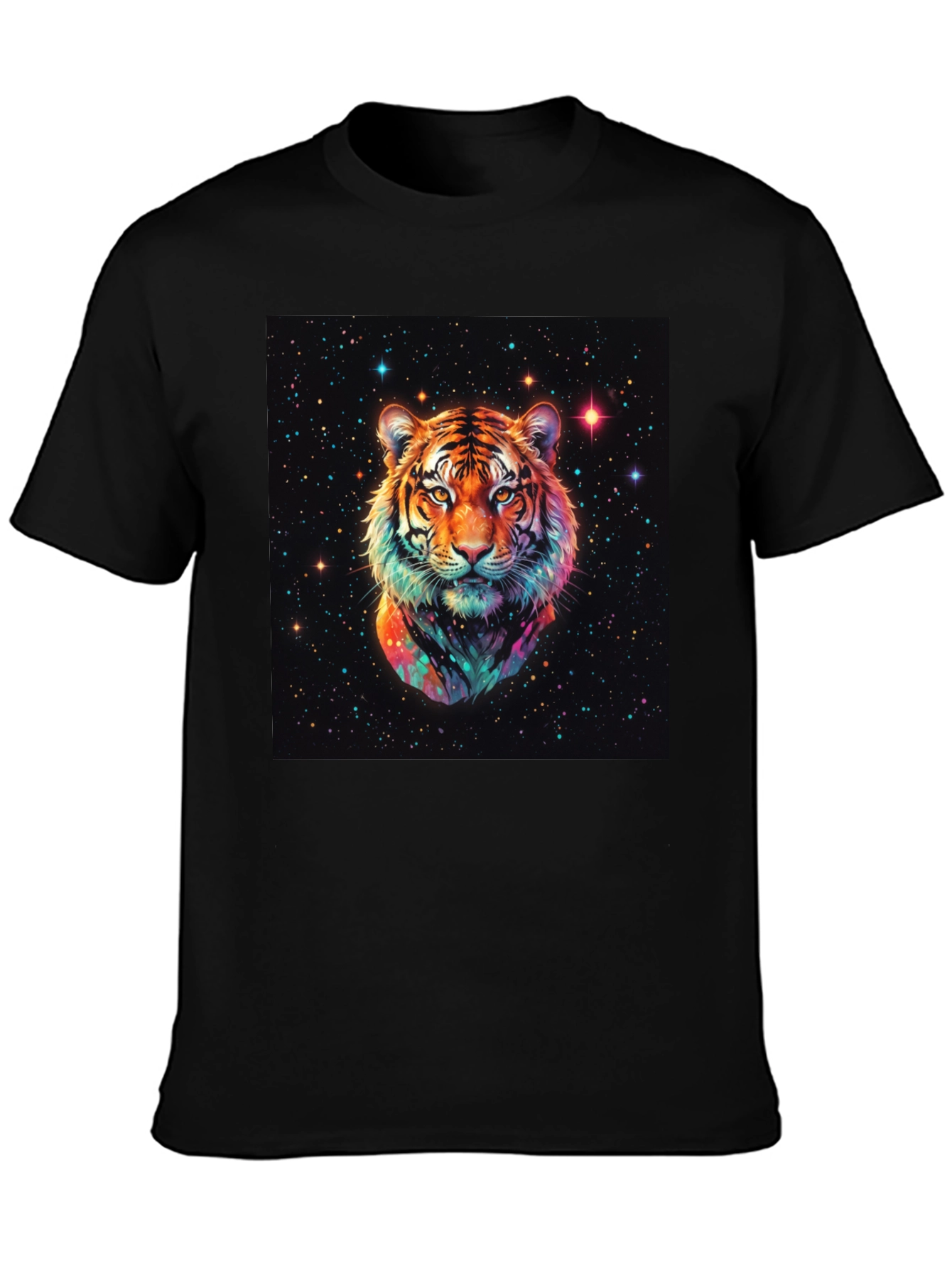 Cosmic Tiger Graphic T-Shirt - Black