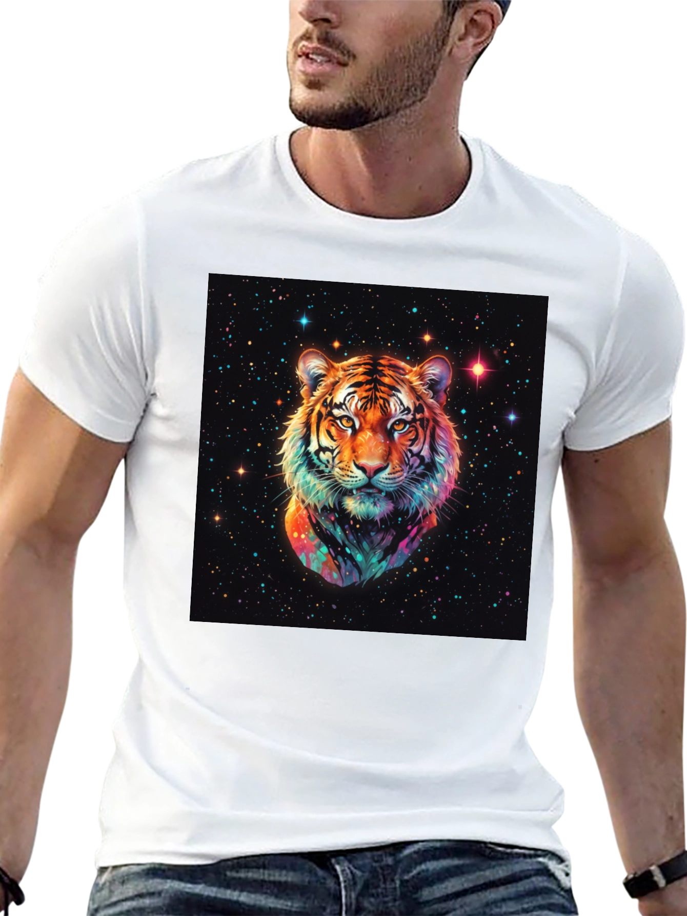 Cosmic Tiger Graphic T-Shirt - Black
