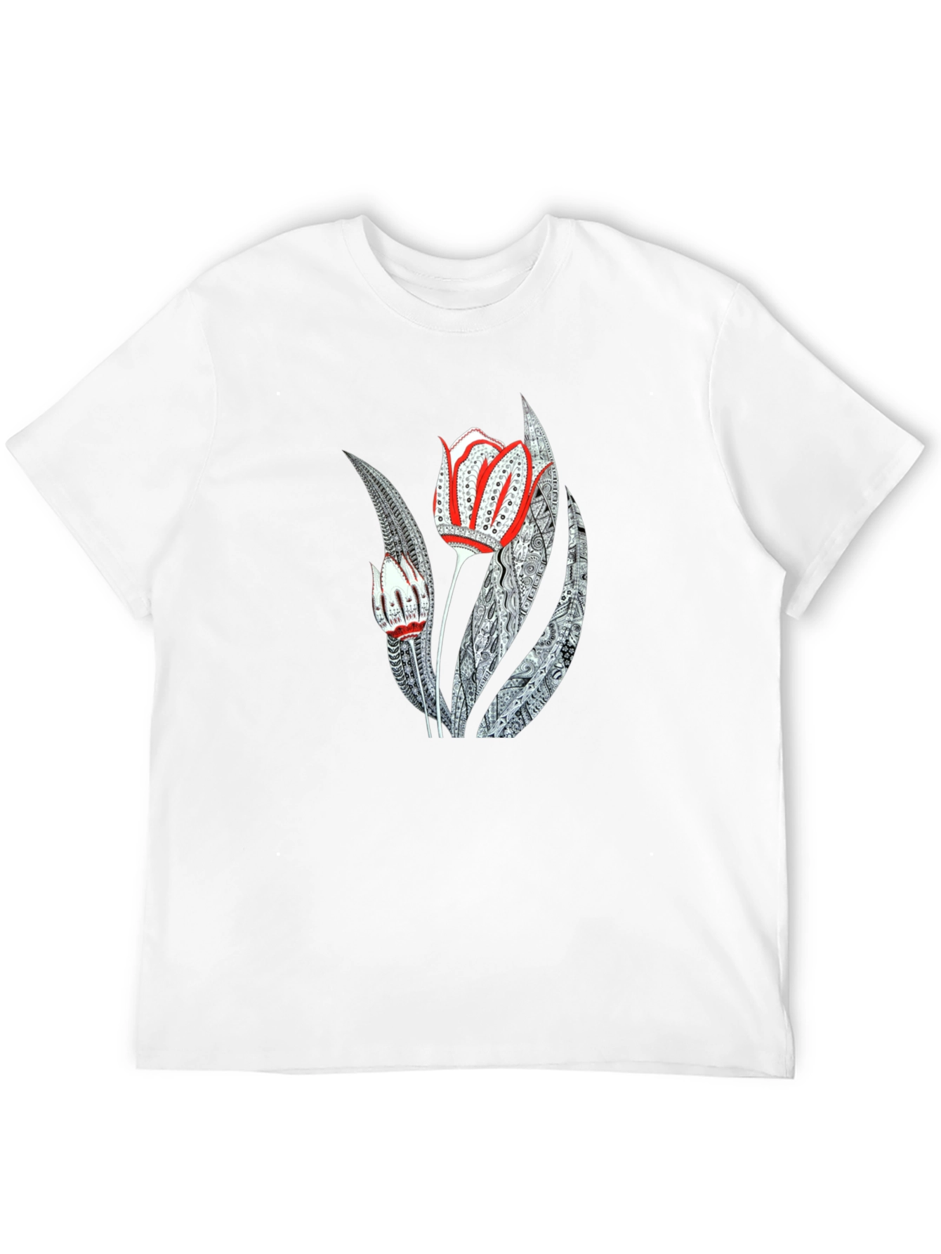 Artistic Floral Graphic Print Black Tee