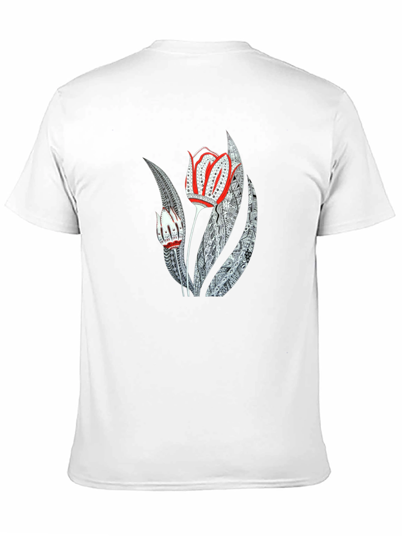 Artistic Floral Graphic Print Black Tee