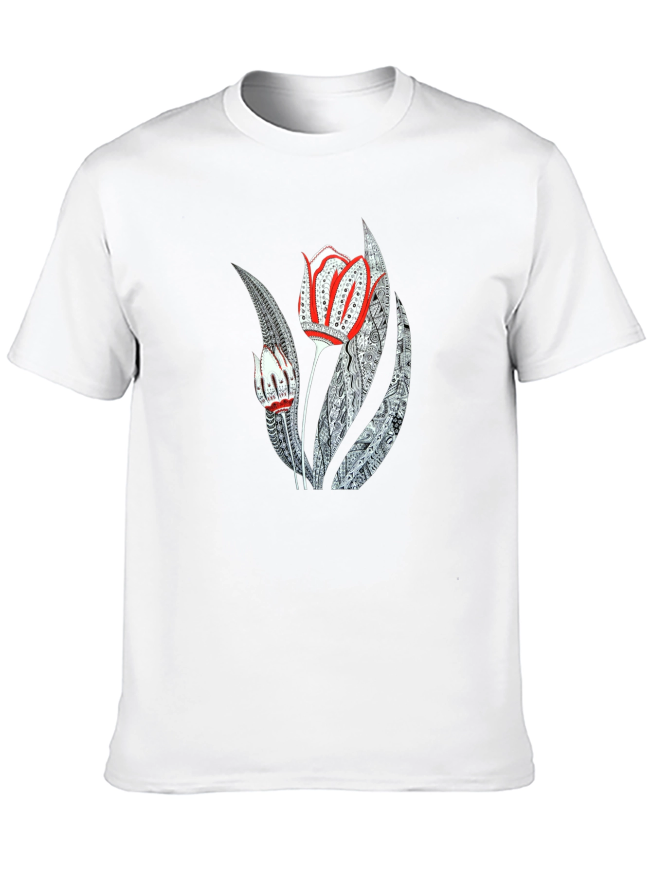 Artistic Floral Graphic Print Black Tee