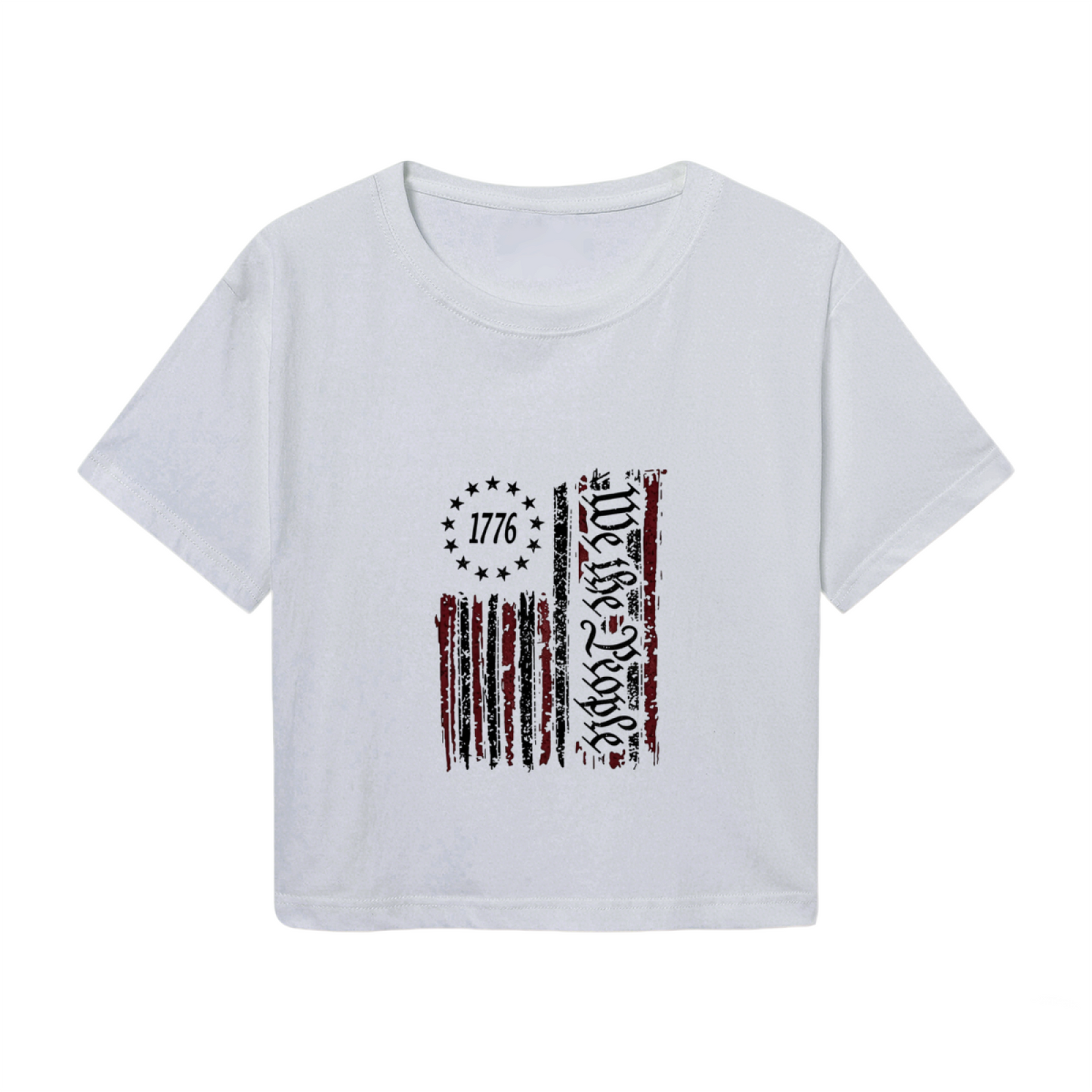 We The People 1776 Vintage American Flag Graphic Crop Top