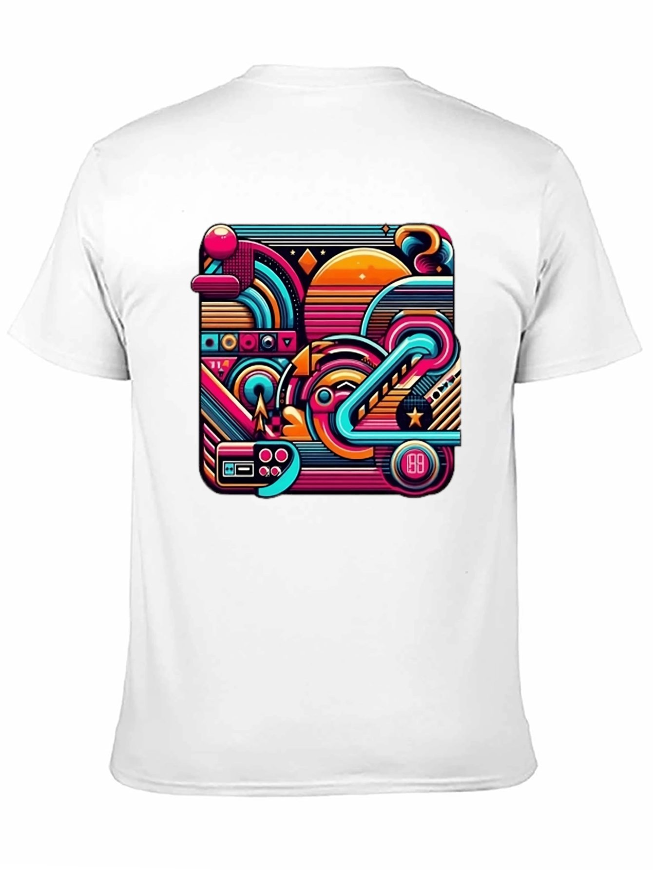 Retro Gaming Abstract Art Black T-Shirt