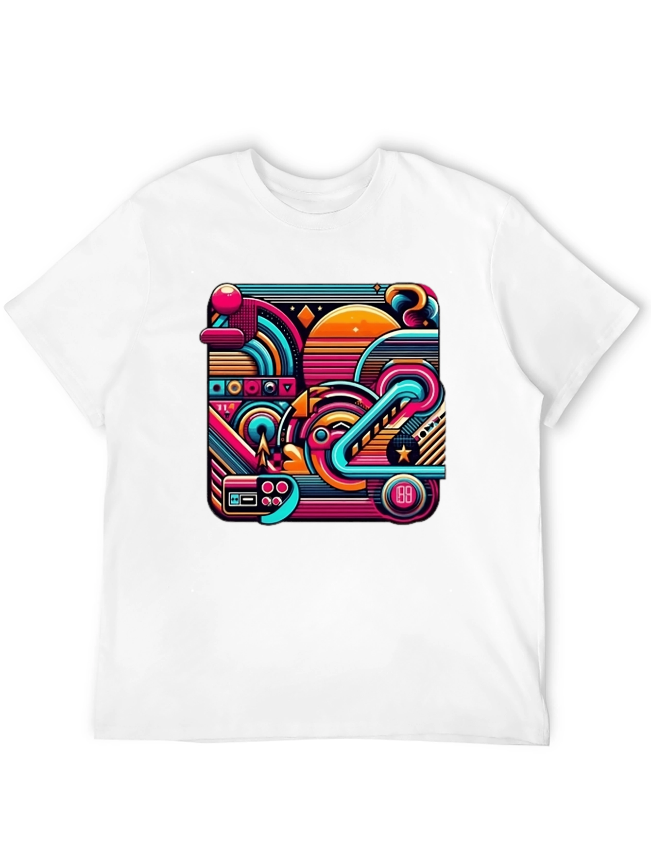 Retro Gaming Abstract Art Black T-Shirt