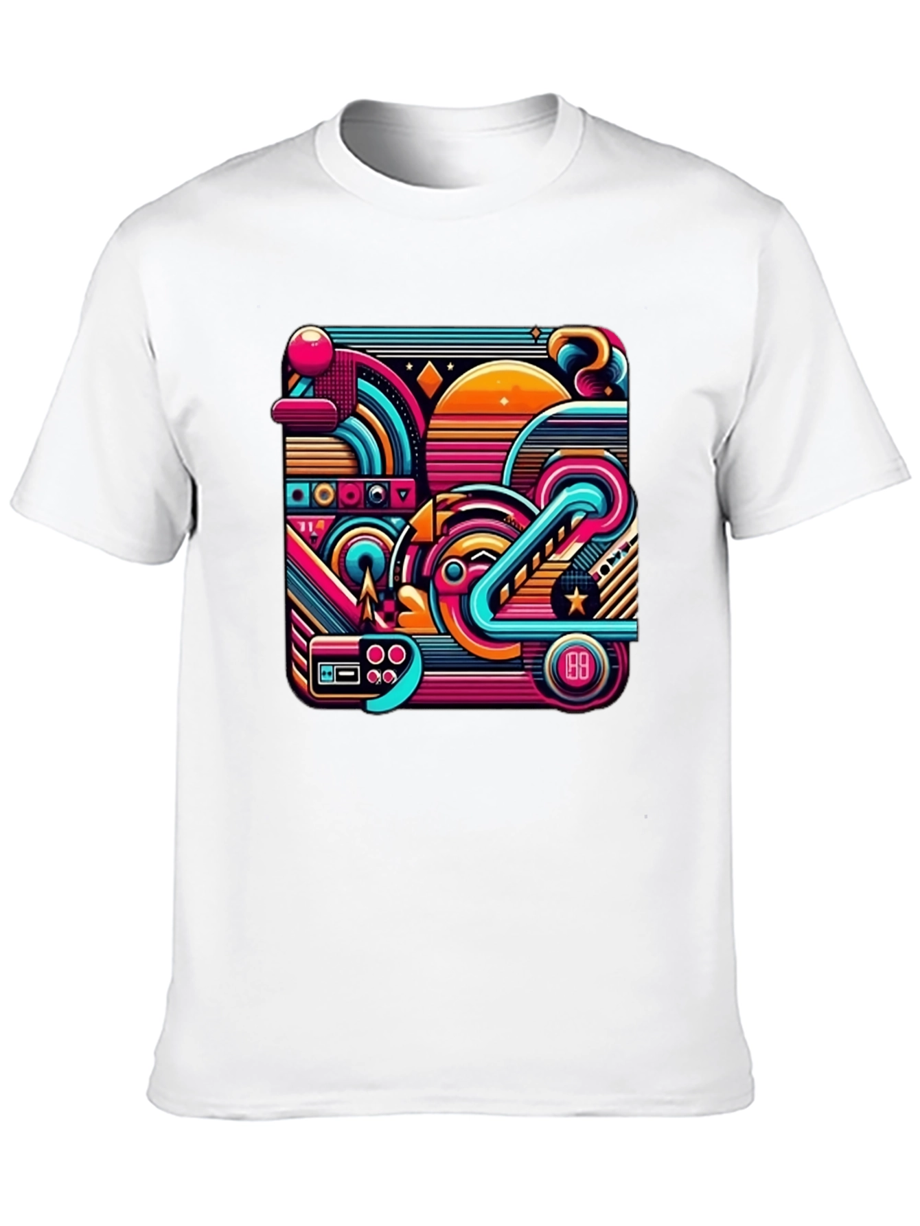 Retro Gaming Abstract Art Black T-Shirt