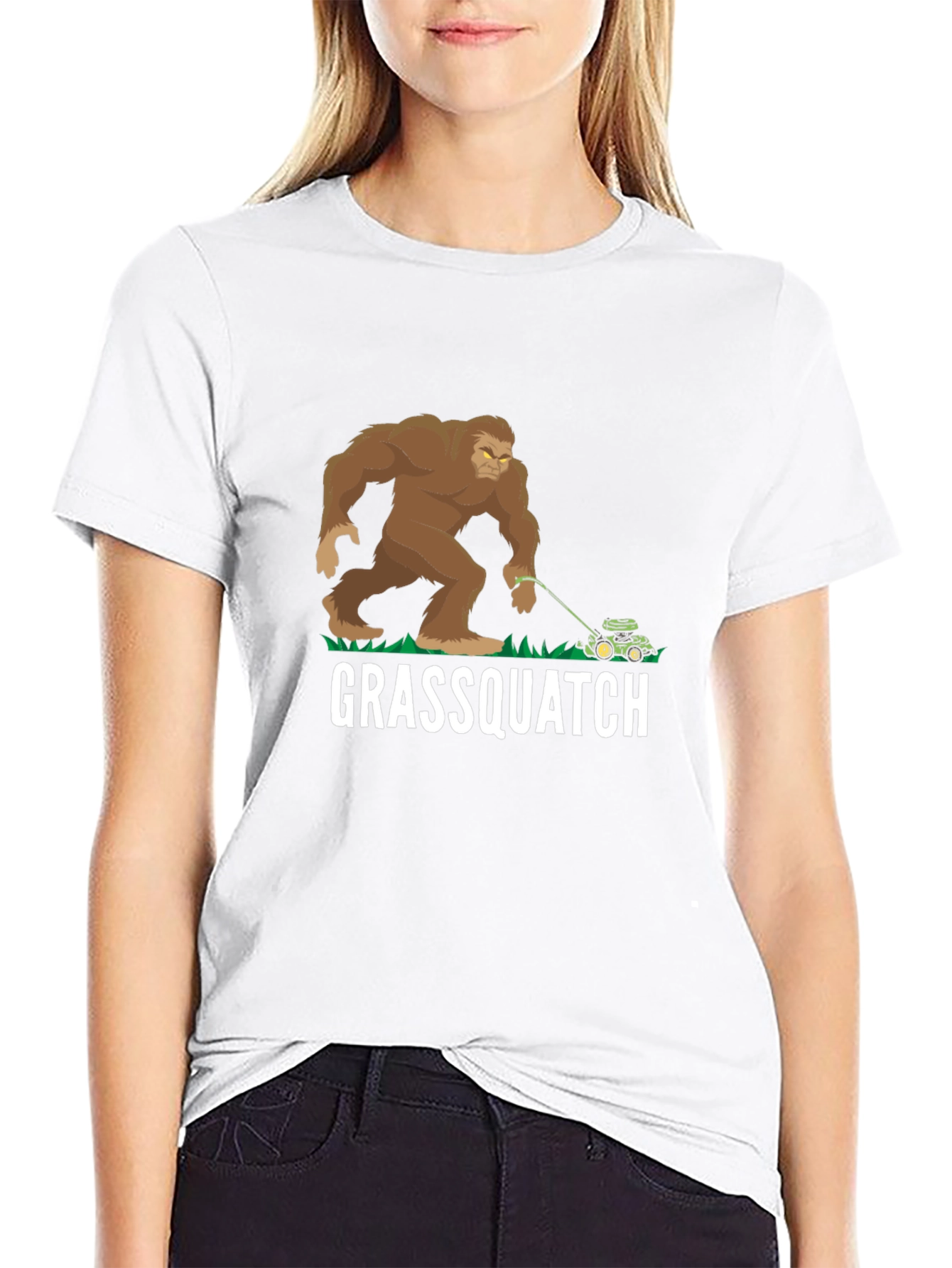 Grassquatch T-Shirt - Bigfoot Lawn Mowing Fun