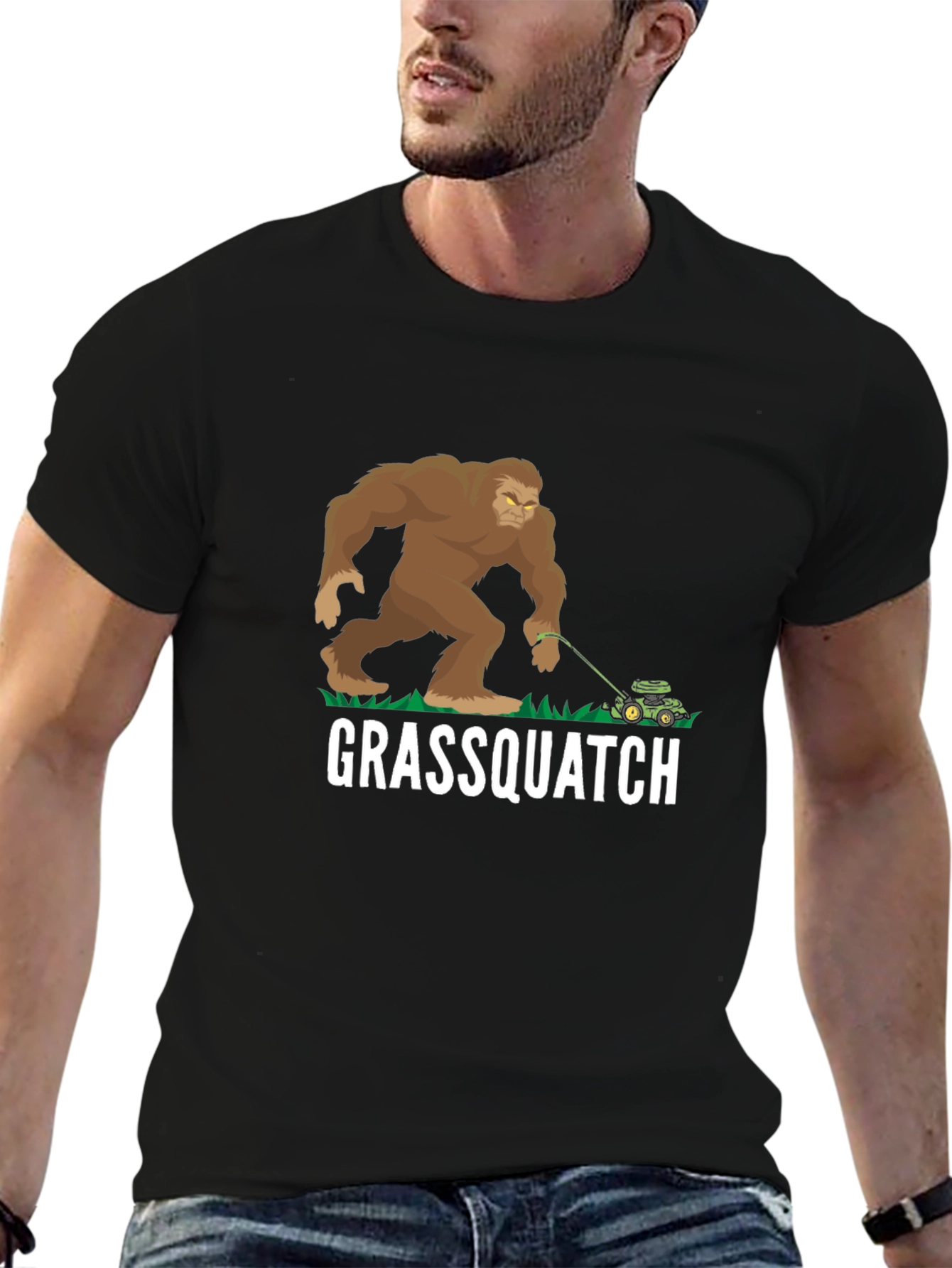 Grassquatch T-Shirt - Bigfoot Lawn Mowing Fun