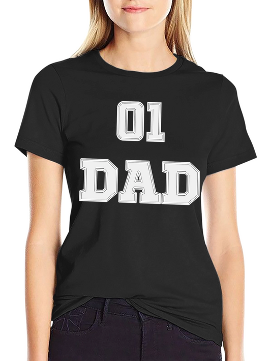 01 Dad T-Shirt - Black Graphic Tee for Fathers