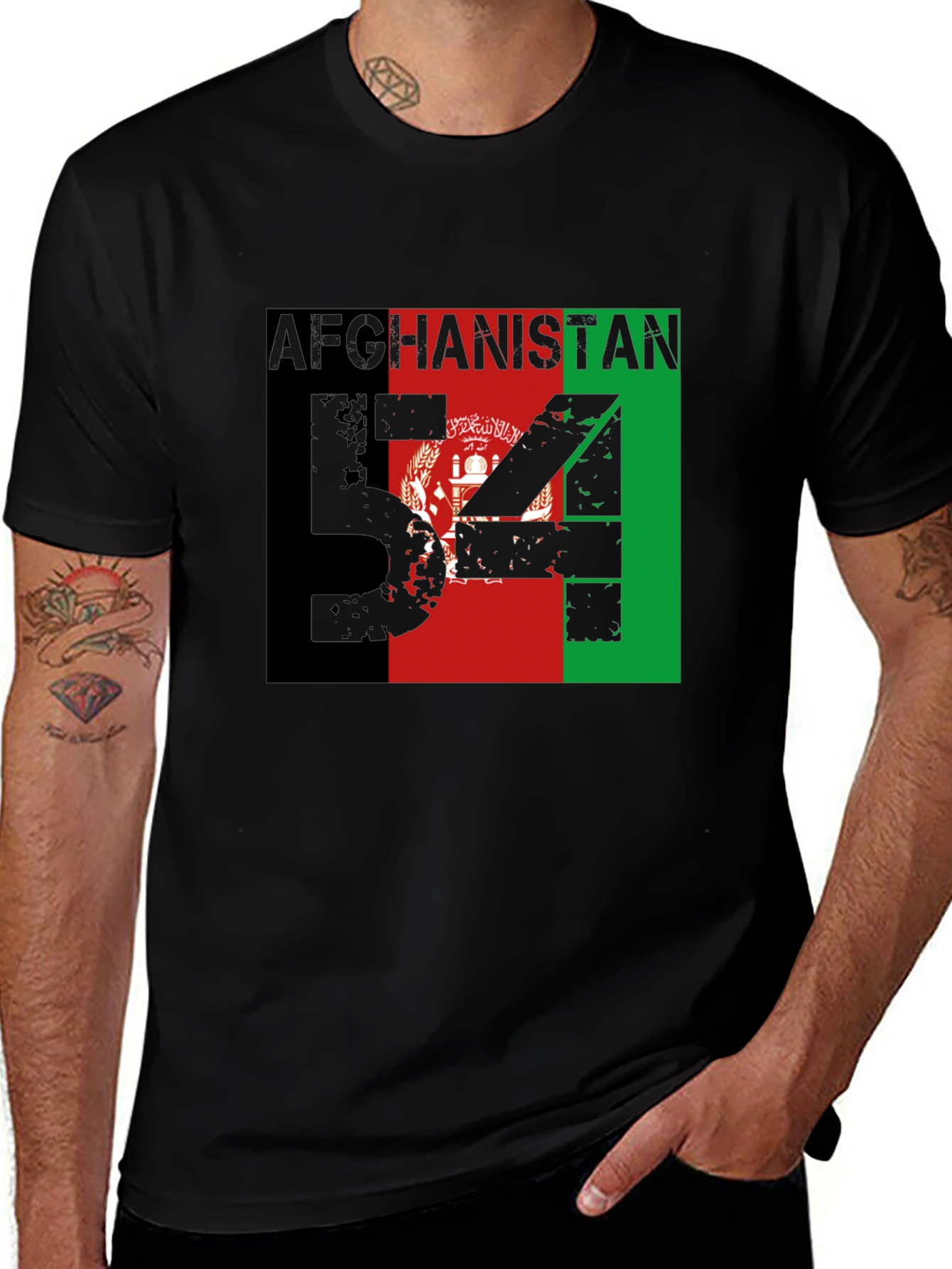 Afghanistan Flag T-Shirt Mens Black Patriotic Graphic Tee