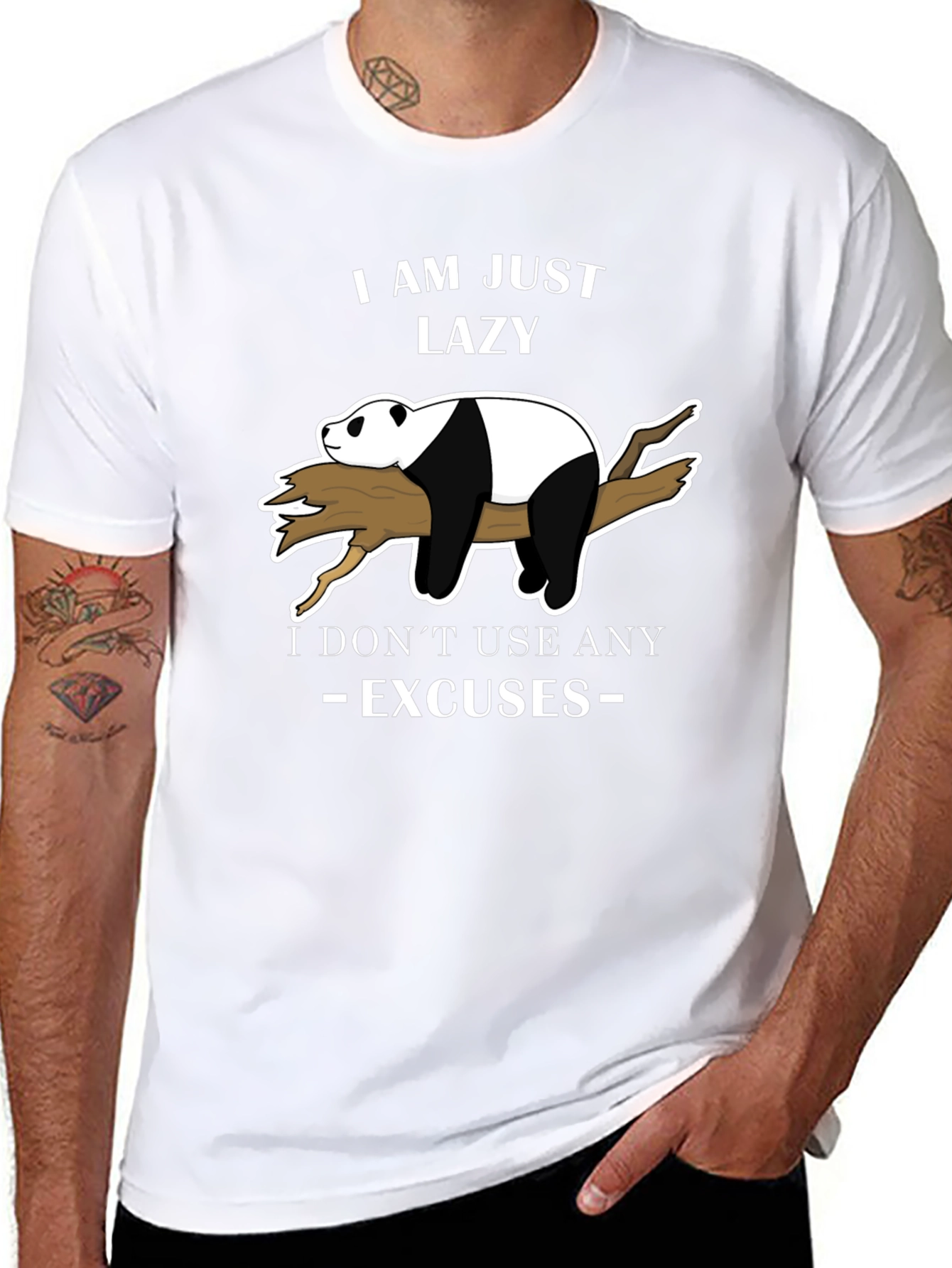 Lazy Panda T-Shirt - No Excuses Funny Graphic Tee