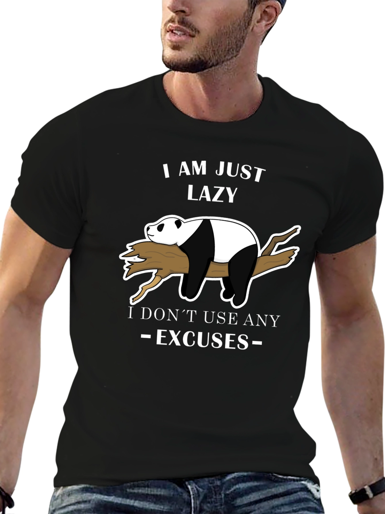 Lazy Panda T-Shirt - No Excuses Funny Graphic Tee