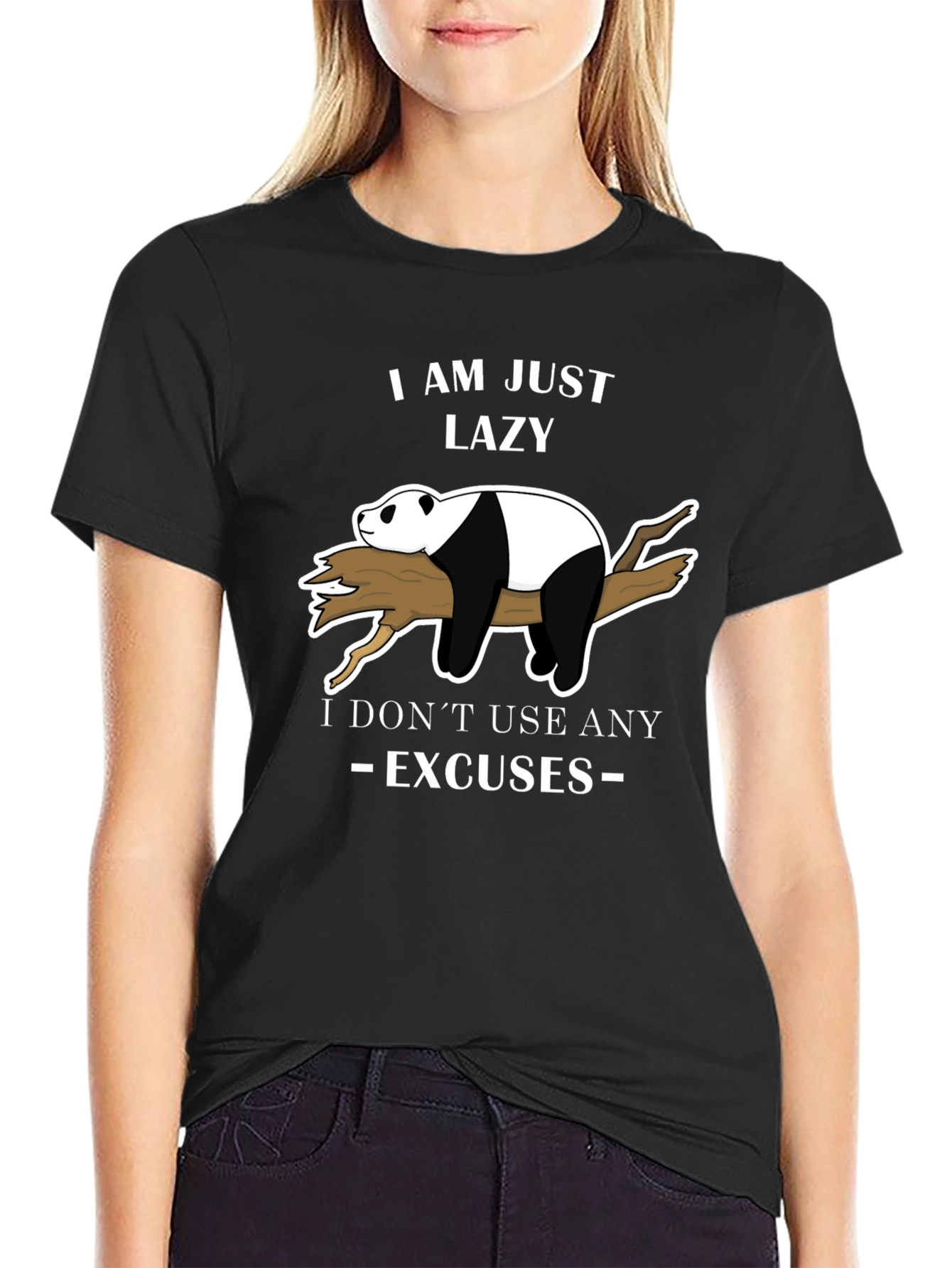 Lazy Panda T-Shirt - No Excuses Funny Graphic Tee