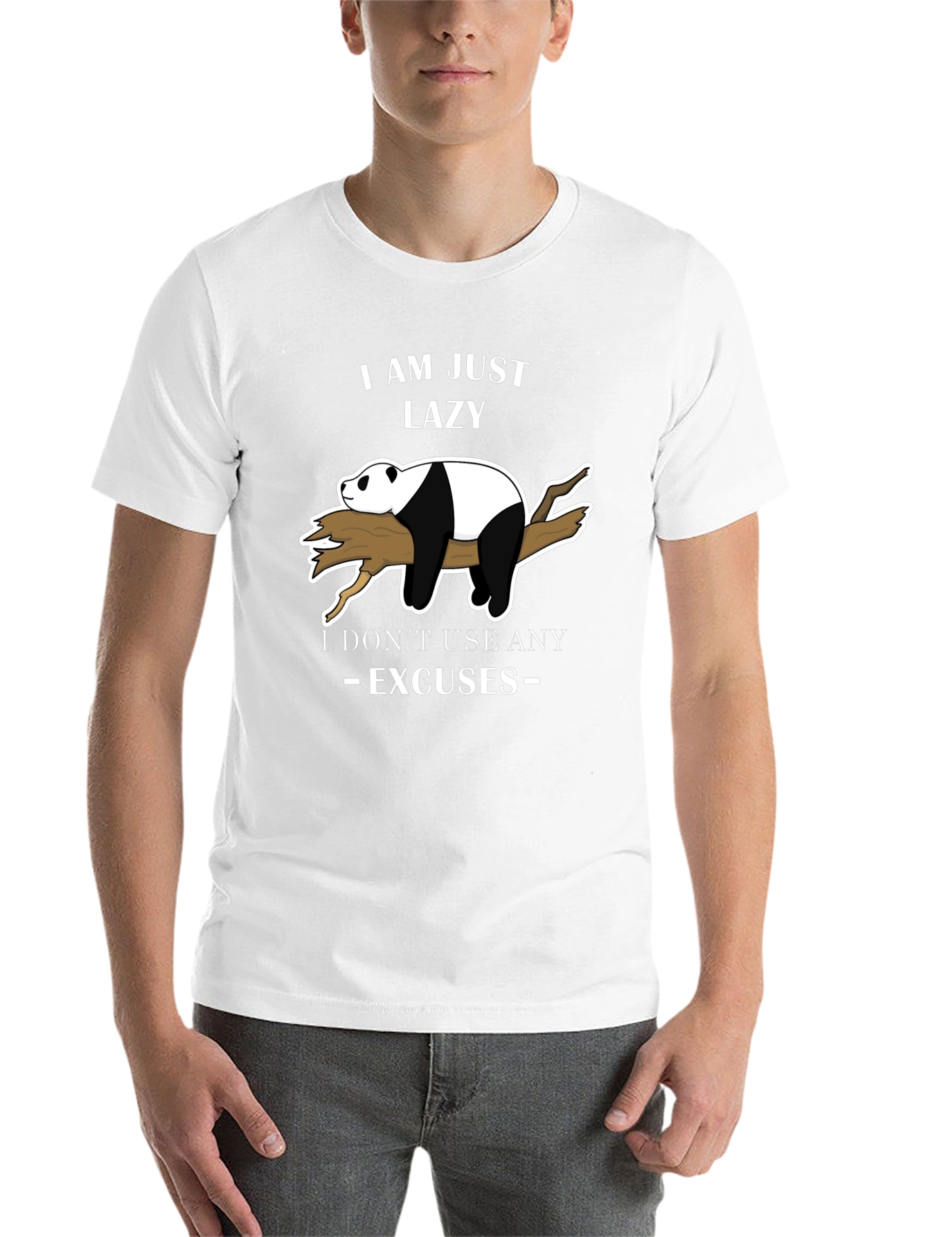 Lazy Panda T-Shirt - No Excuses Funny Graphic Tee