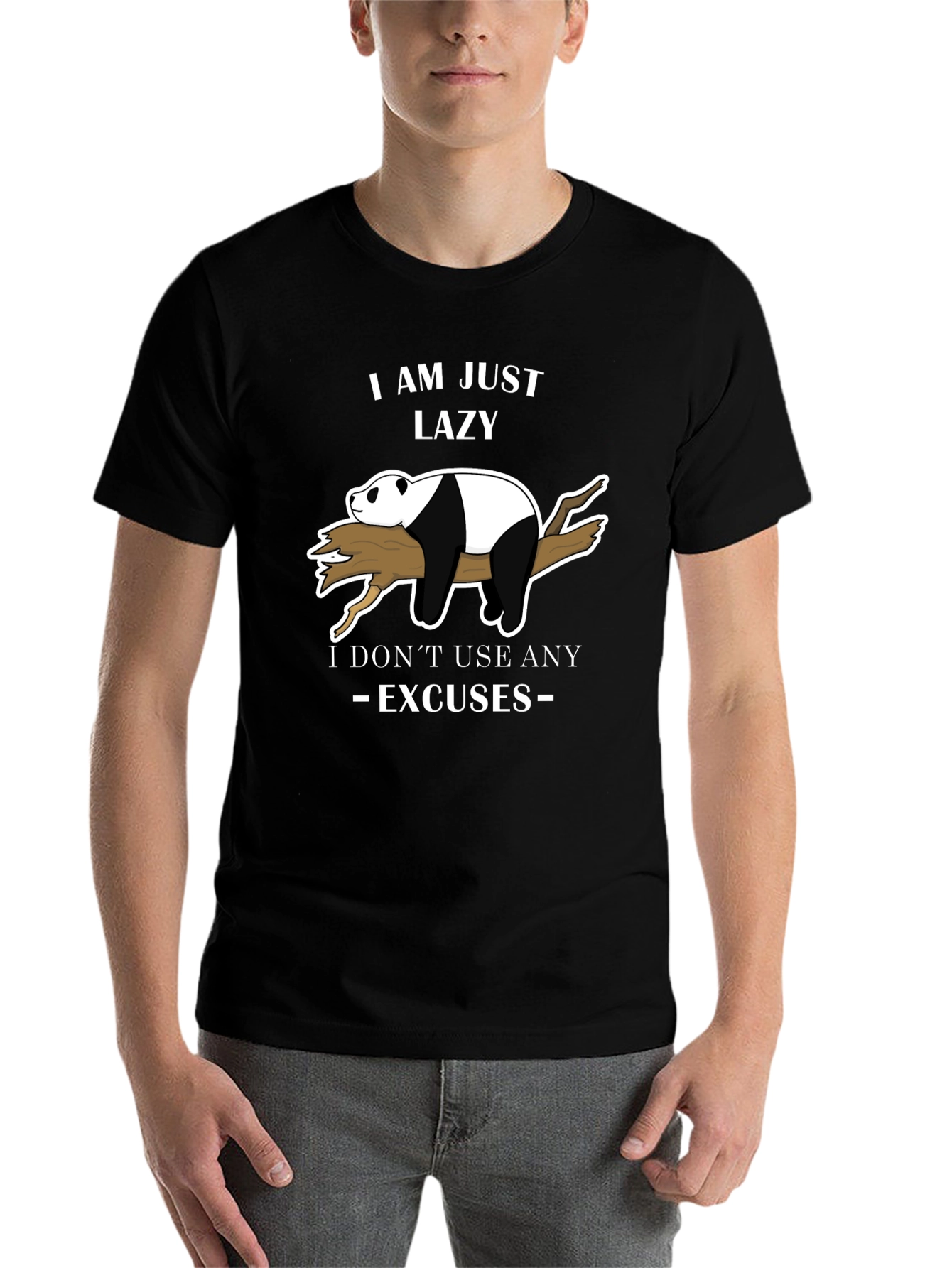 Lazy Panda T-Shirt - No Excuses Funny Graphic Tee