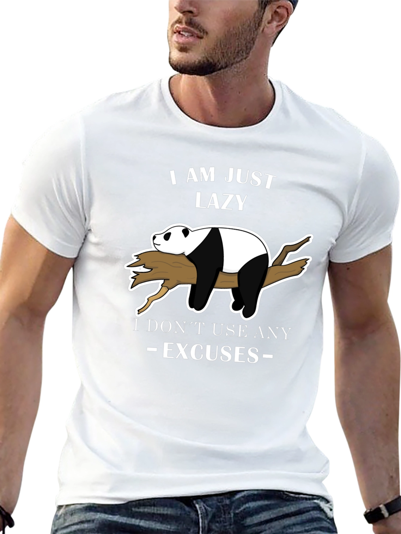 Lazy Panda T-Shirt - No Excuses Funny Graphic Tee