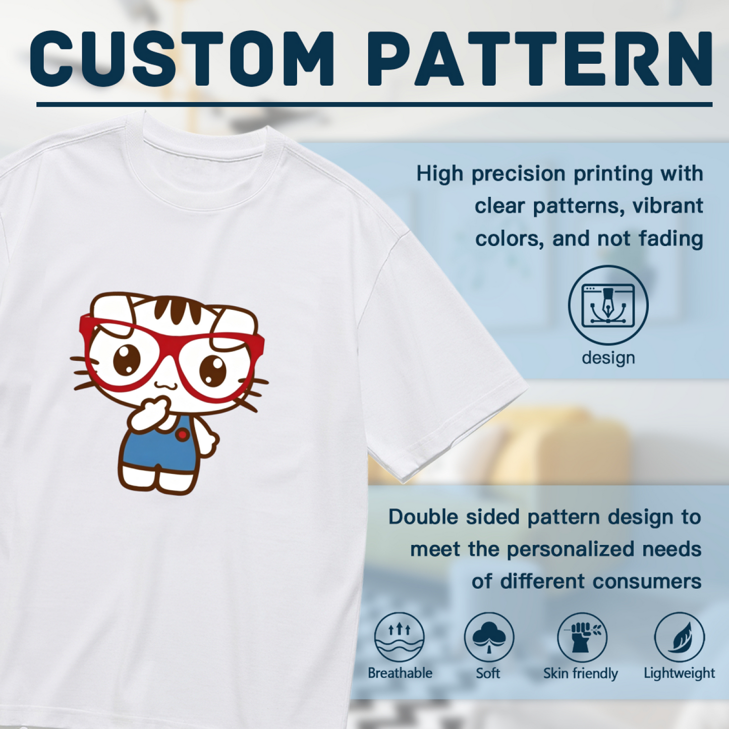 Nerdy Glasses Sweet Kitten Cartoon Plus?Size Women Casual T?Shirt