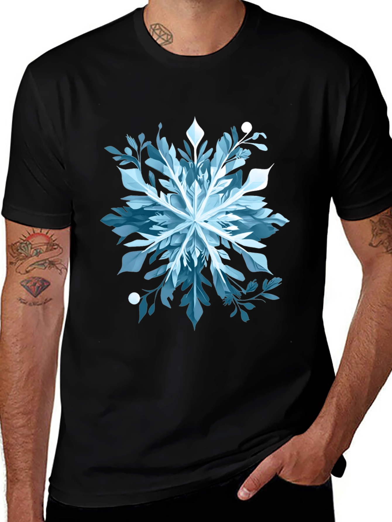 Abstract Snowflake Graphic Tee - Stylish & Unique